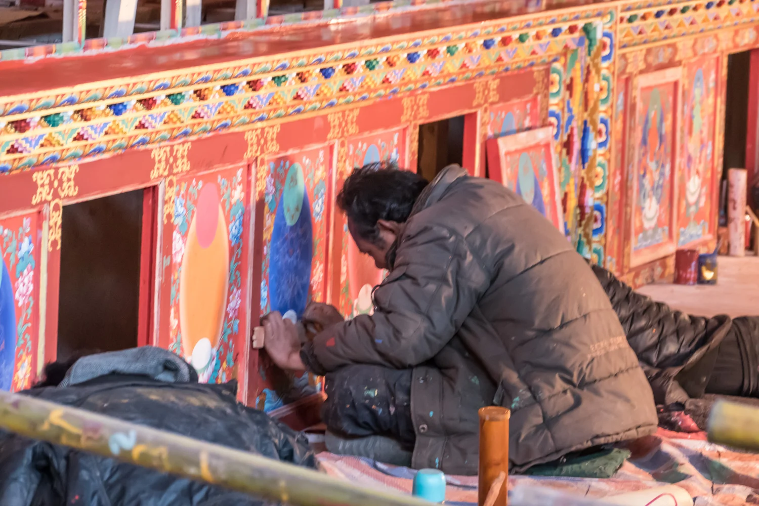 Repainting the restored monastery hall
