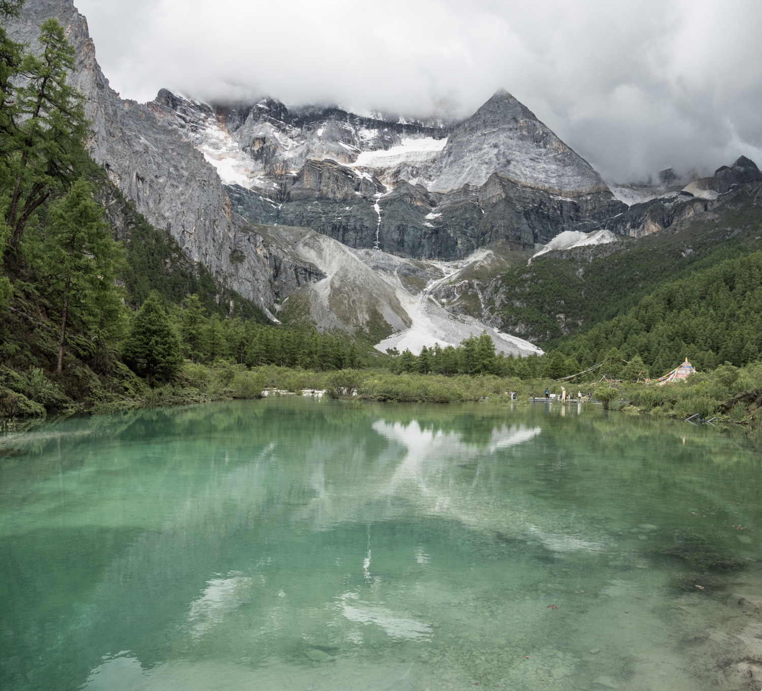 Pearl Lake and Mt. Chenresig in Yading