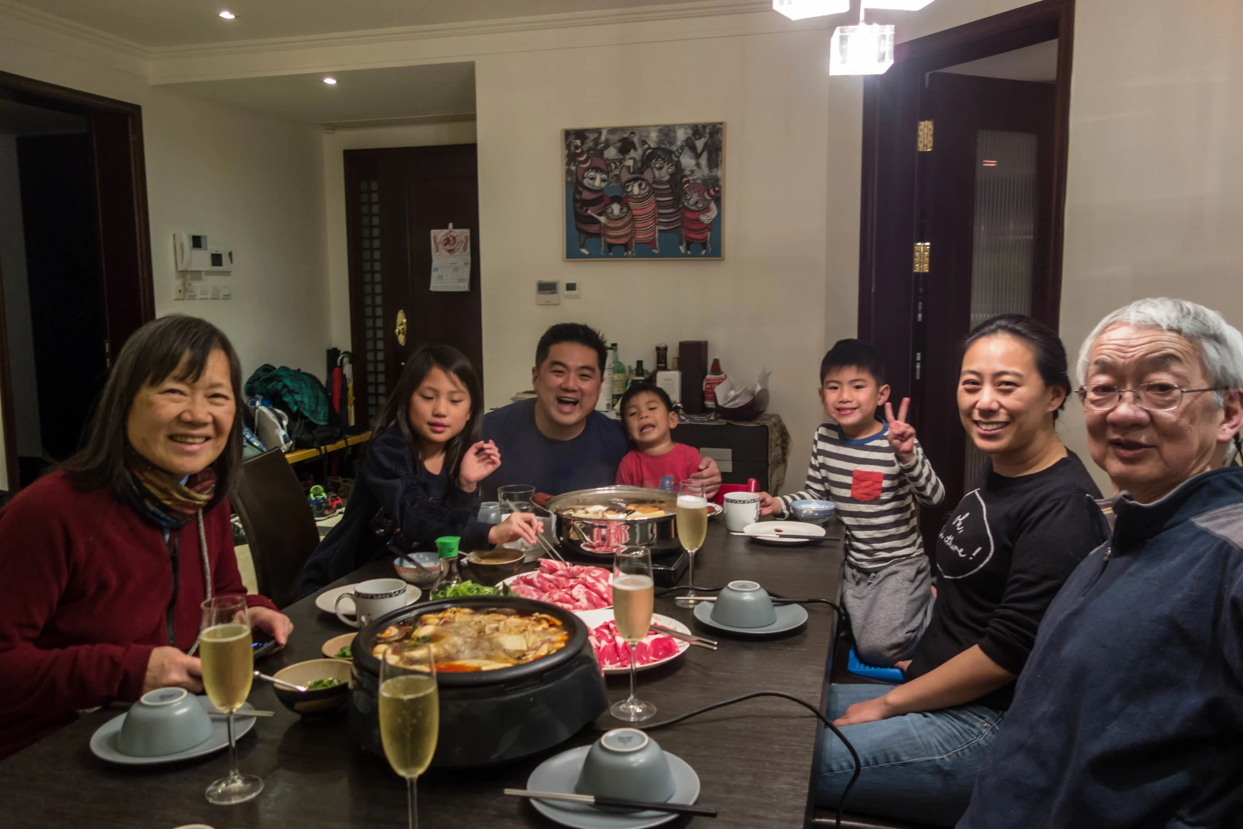 Dinner with Clarissa and James and kids in their apartment