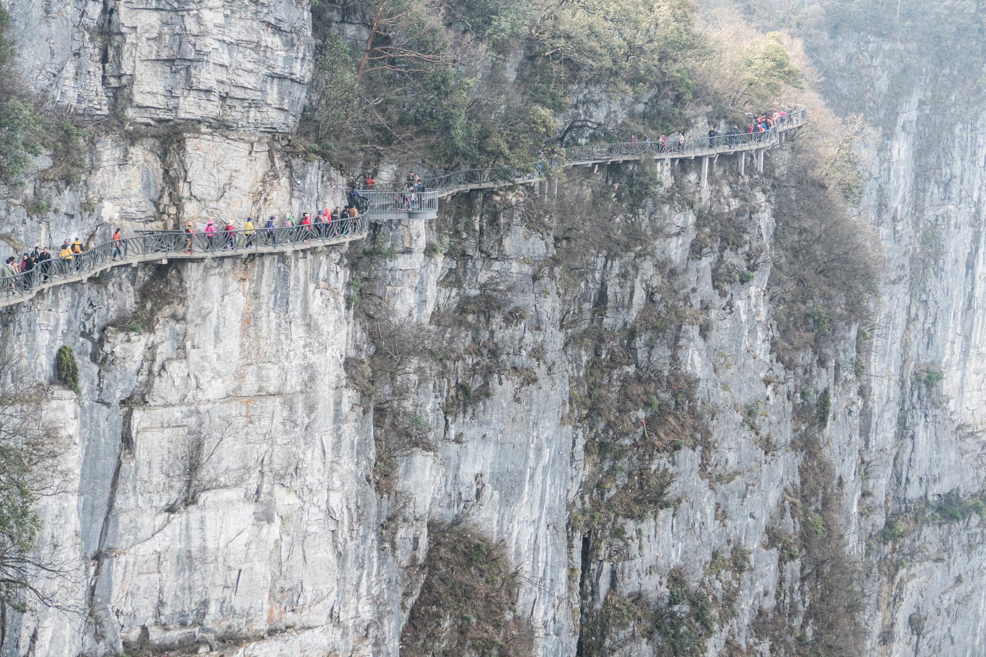 View of cliffwalk, some of which are glass