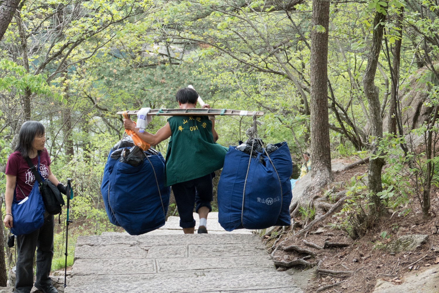 Carrying garbage down the mountain the hard way