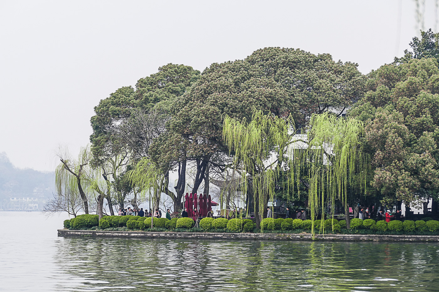 Willow trees dot the shores of West Lake