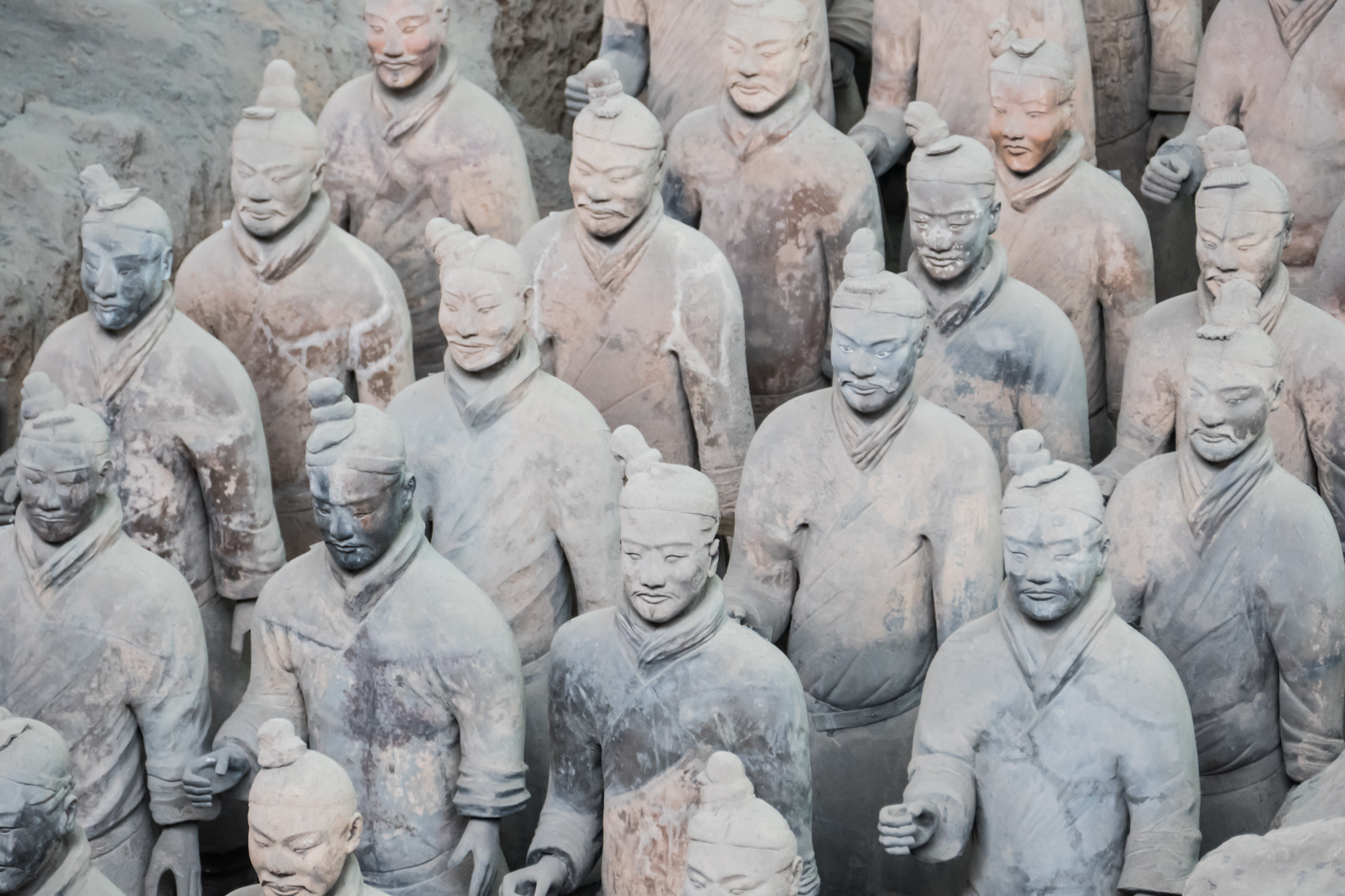 Close up of reconstructed warriors