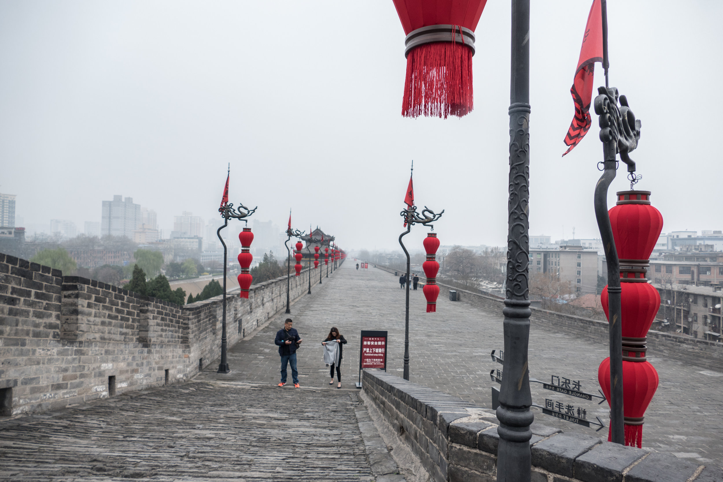 View down the wall