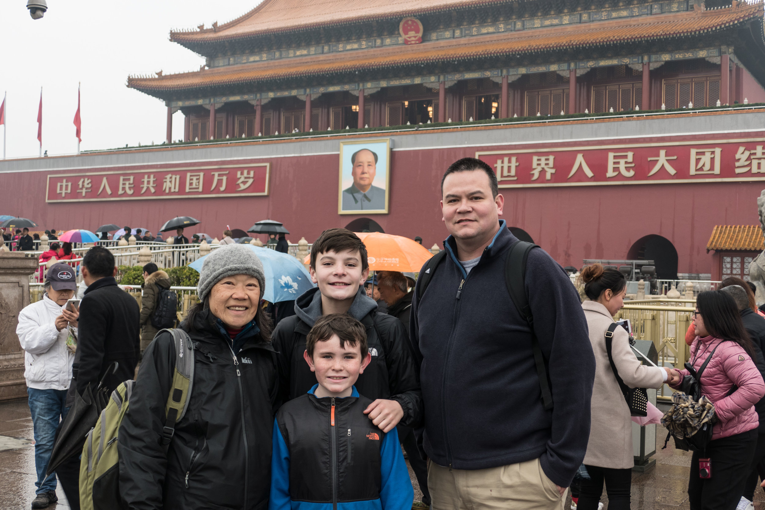 Tiananmen Square with the Great Helmsman watching