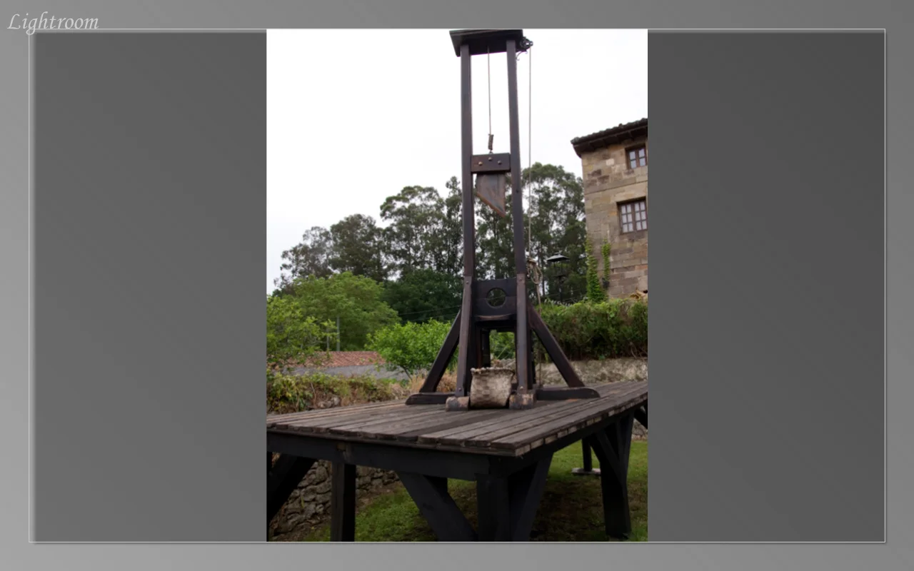 A guillotine in the museum of medieval instruments of torture