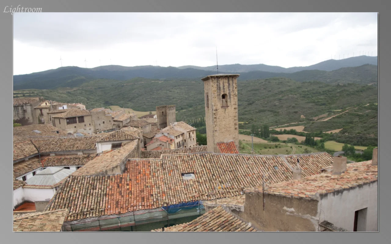 Looking over the rooftops to the surrounding countryside