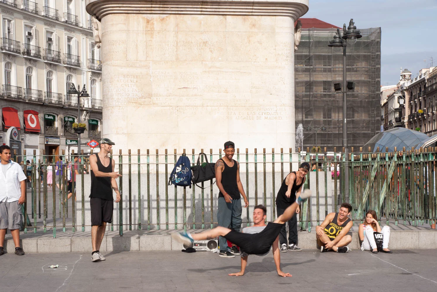 Break dancing at the Plaza Mayor