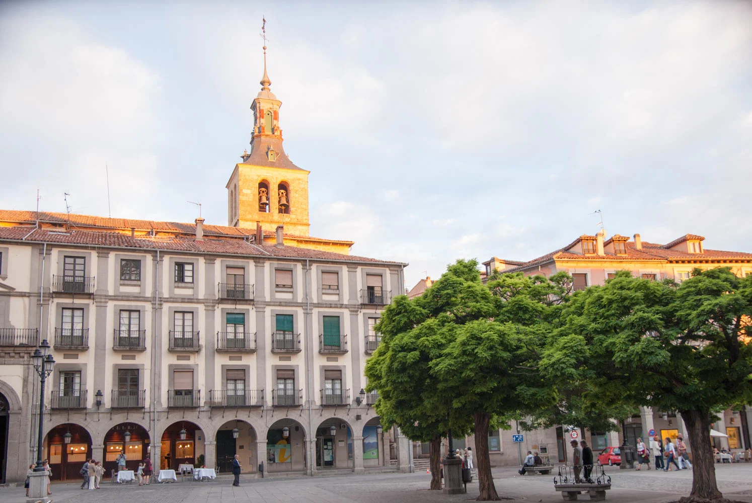 Sunset view in Plaza Mayor of Segovia
