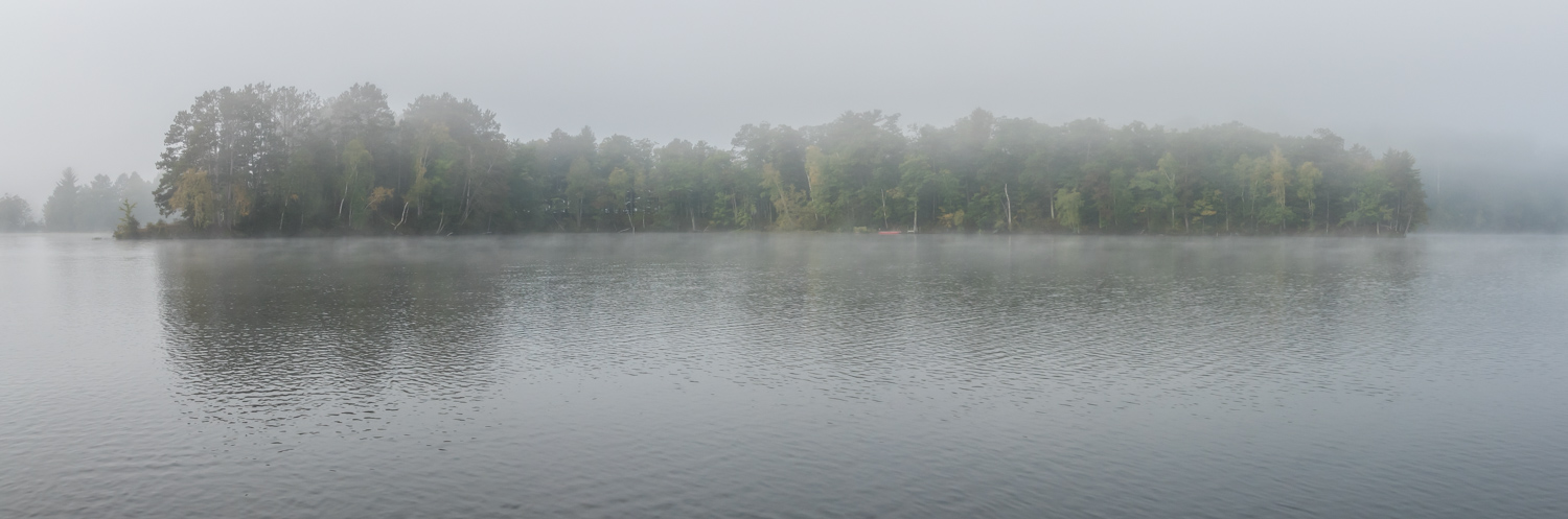 Panorama of the island in the fog