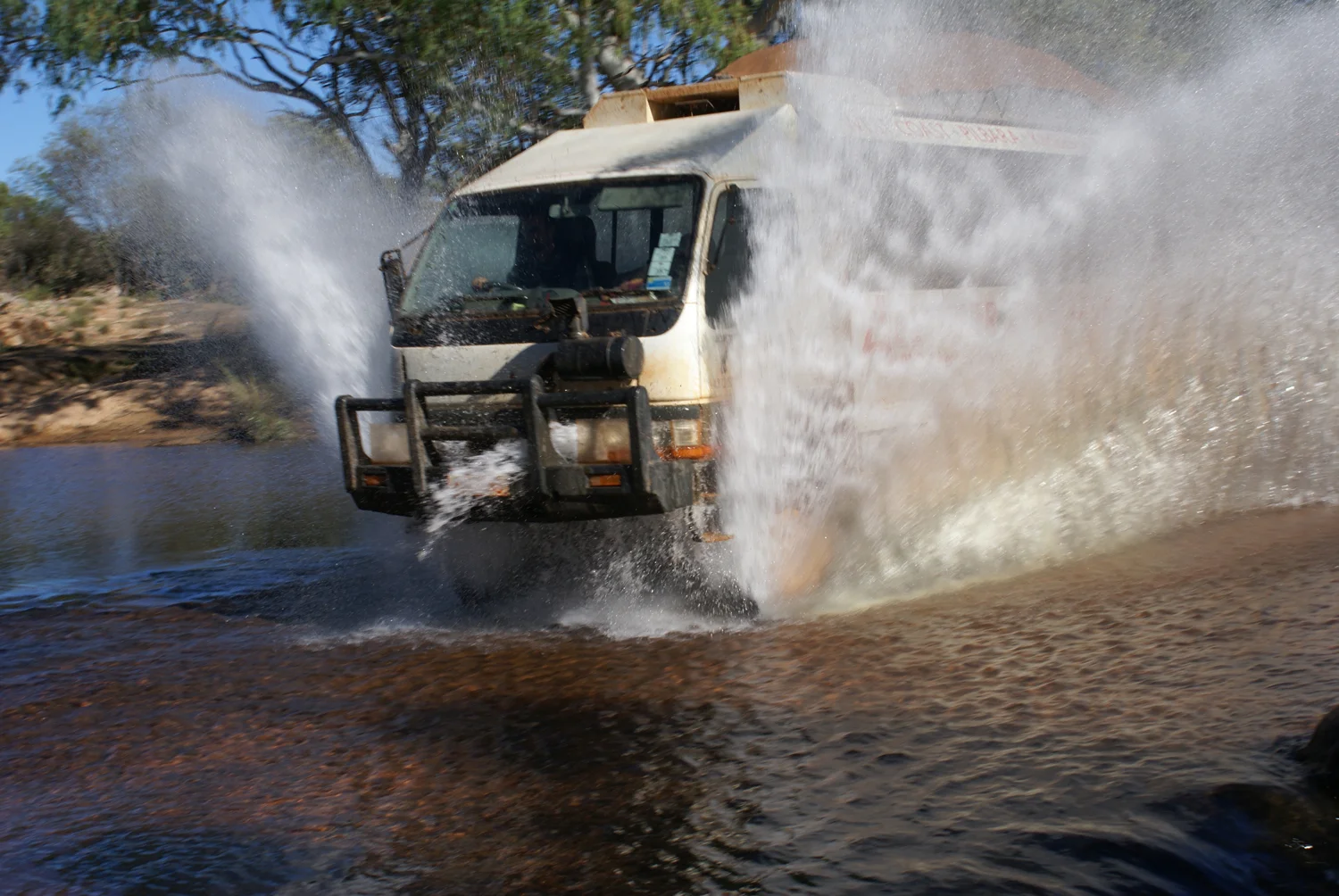 My picture of our van at a river crossing