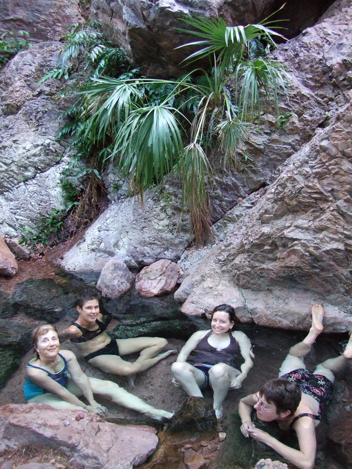 Enjoying the thermal pool at El Questro