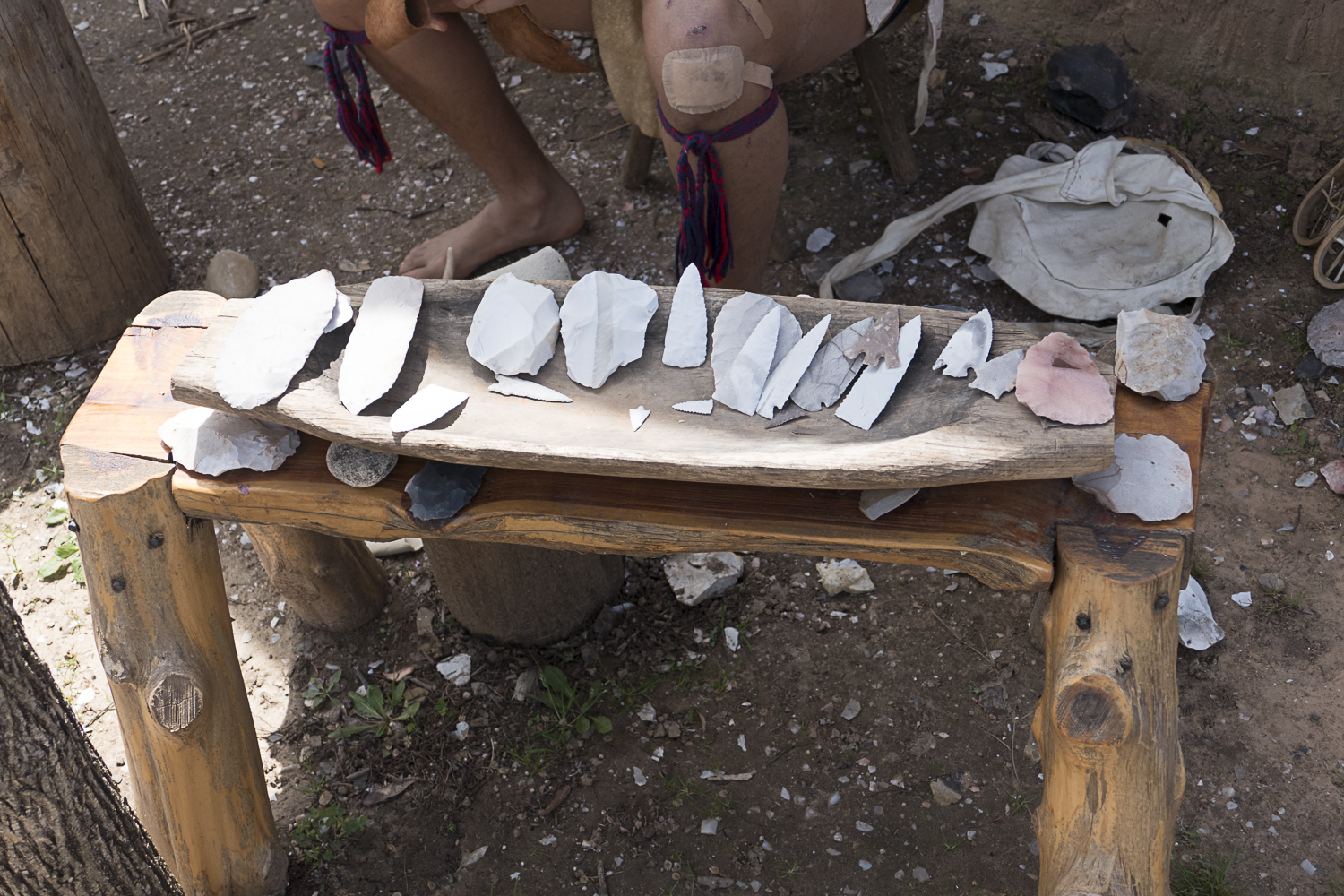 A collection of hand-made Cherokee arrow heads. One interesting tidbit: the arrowheads designed for hunting were different from those used in warfare. The former were designed to be easily pulled out so they could be re-used while the latter were designed not to pull out without making maximal tissue damage.