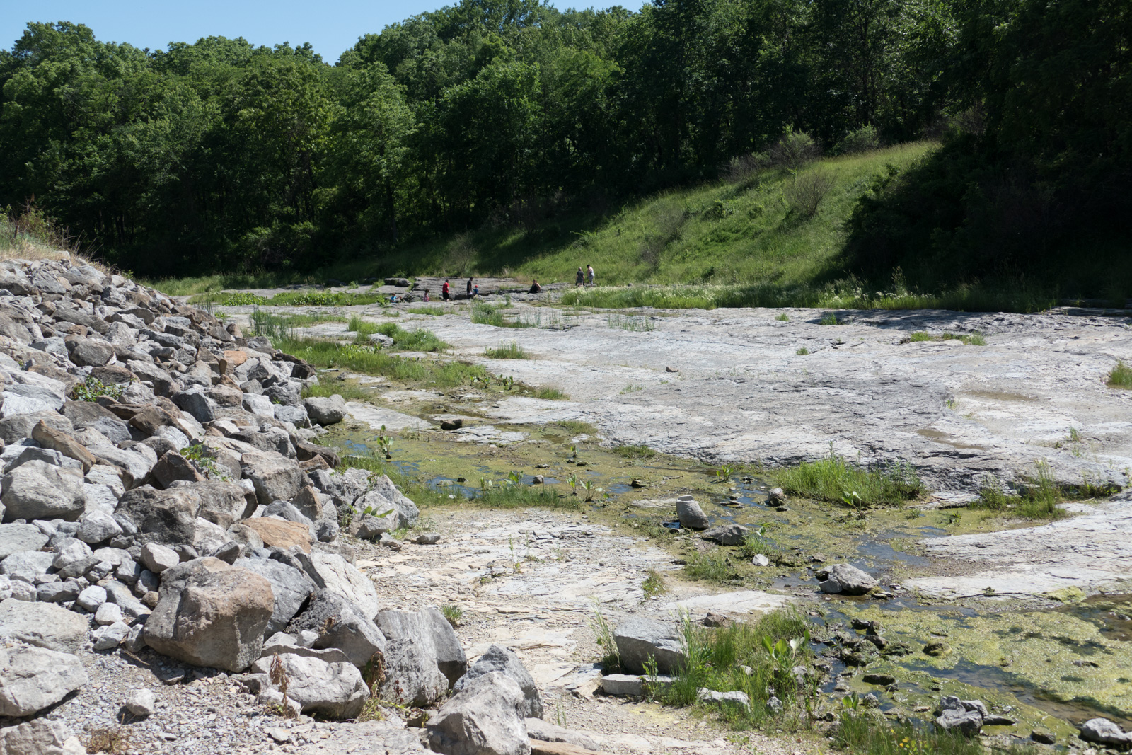 This is what remains of the campground following the two floods which moved huge rocks and sediment that revealed the fossils in the old sea bed.