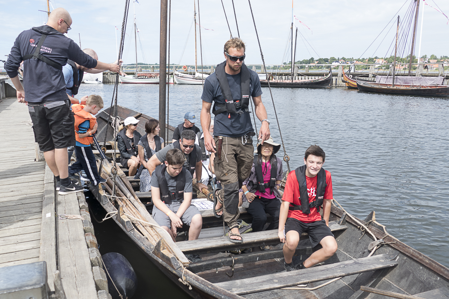 Getting ready to cast off for the rowing part of the tour on a replica Viking boat.