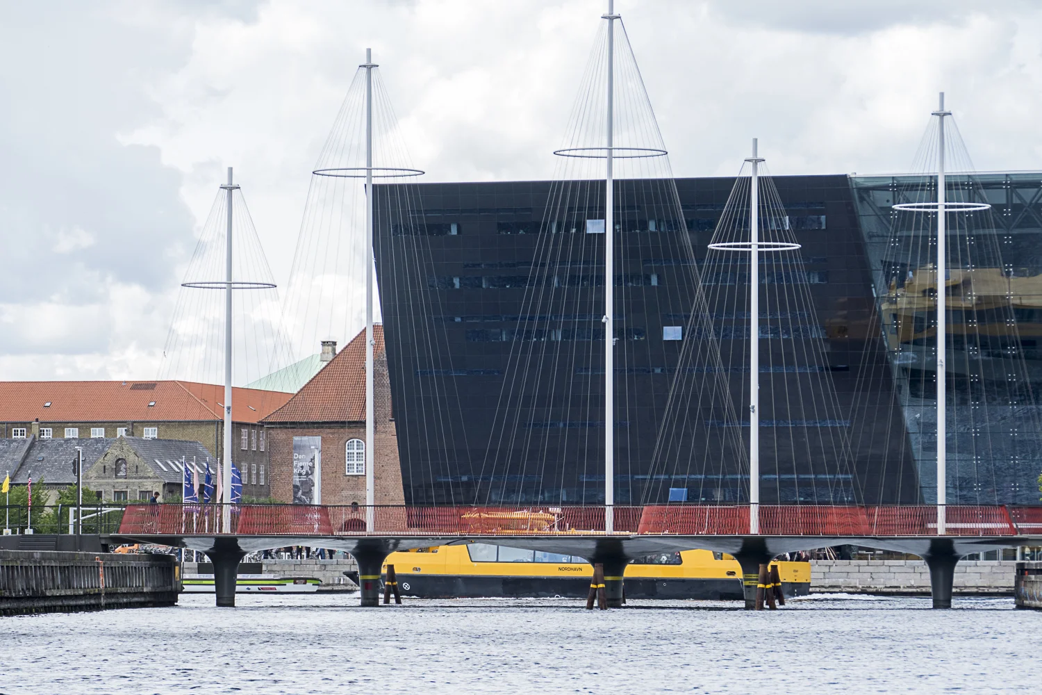 The Circle Bridge, which is designed with 5 masts resembling ships at sea. Seen on our boat tour of the city.