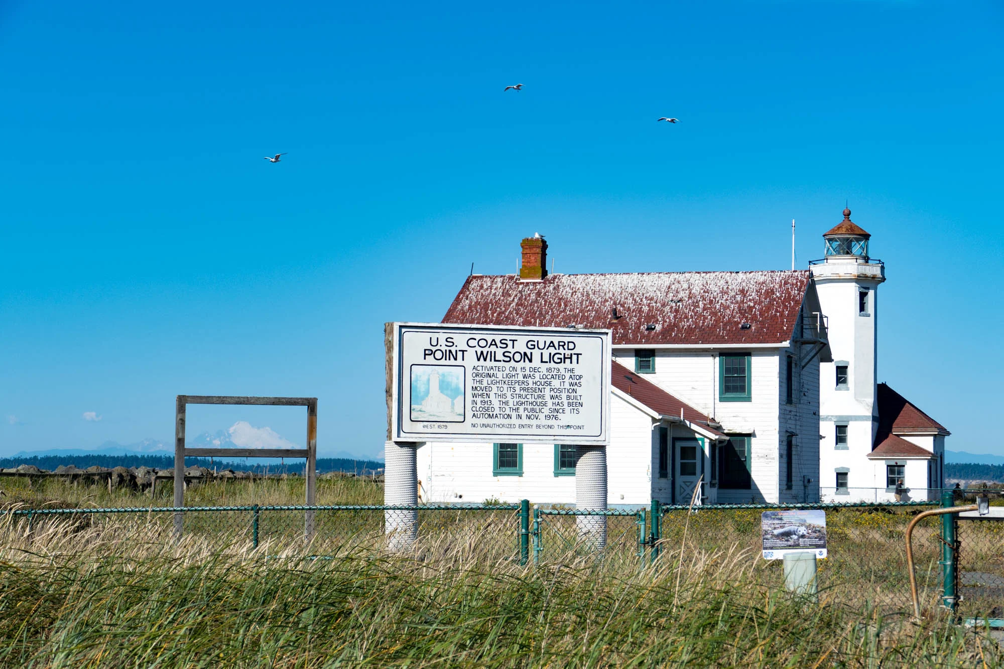 Point Wilson Lighthouse with Mt. Baker framed in background