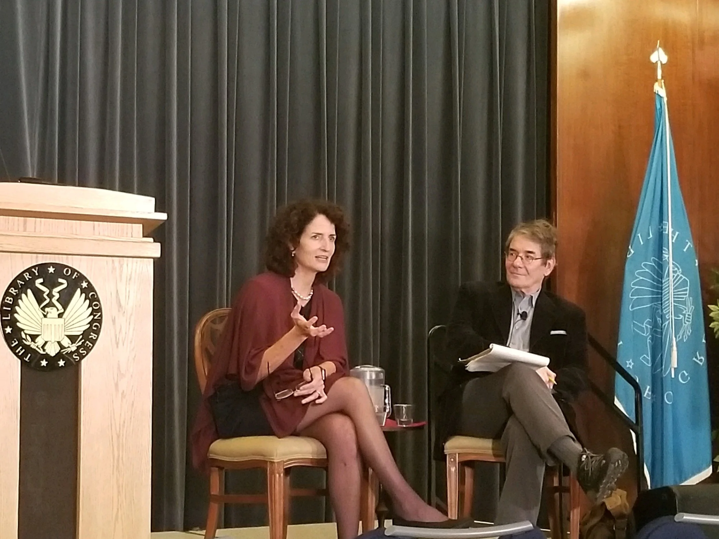 Pulitzer Prize winning book reviewer, Michael Dirda, interviewing Charlotte at the Library of Congress. October 2018