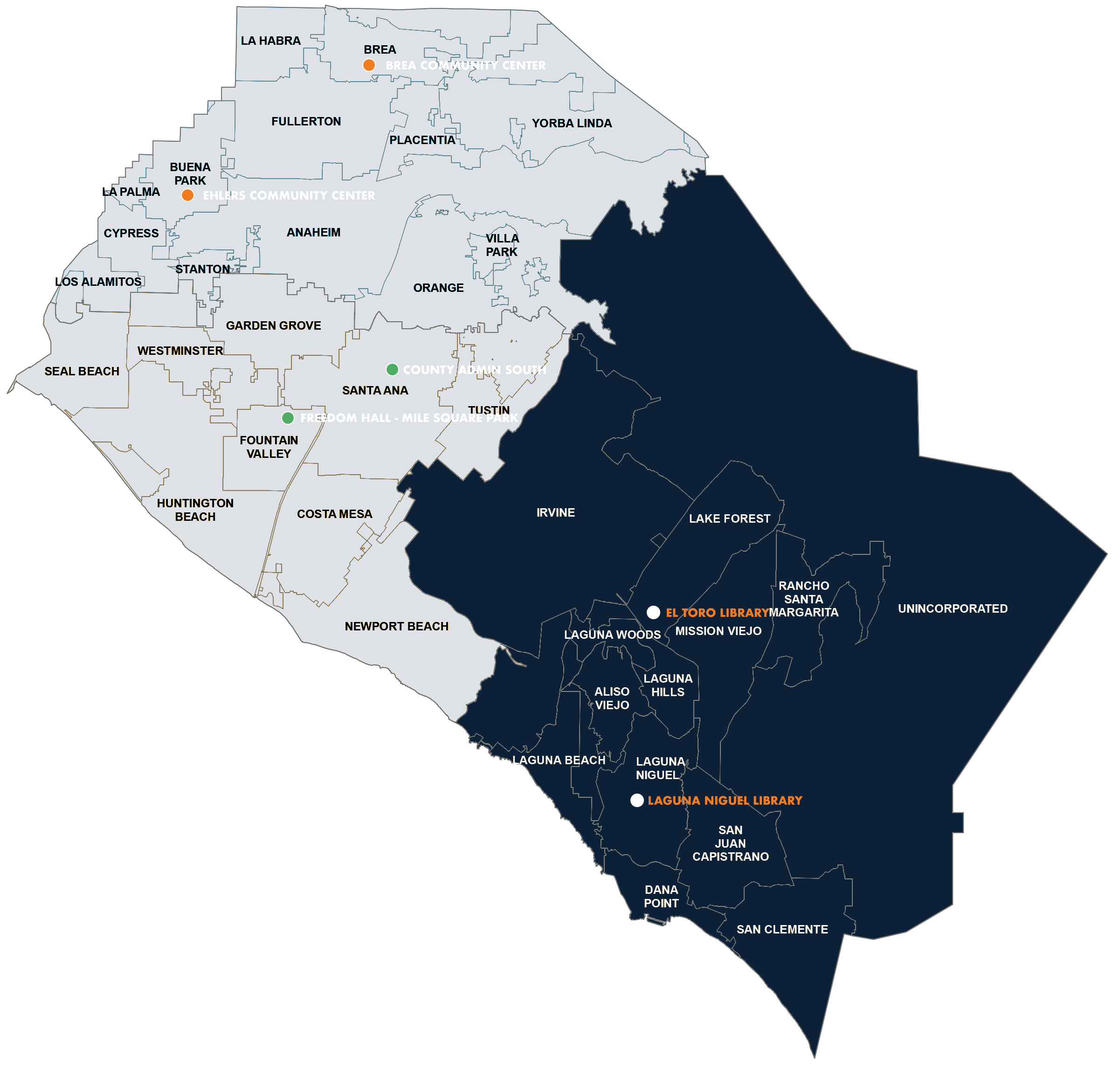 South SPA Map with Deployment Center Pins