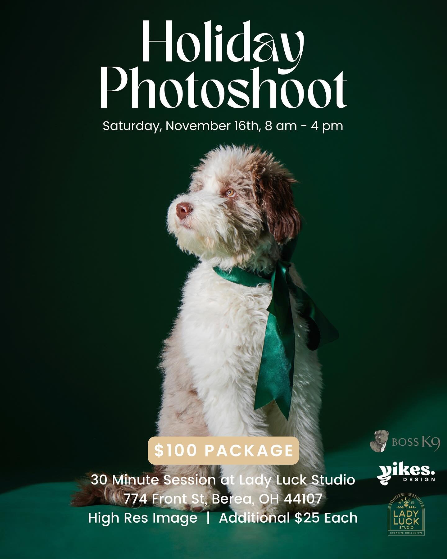 ✨Back by popular demand ✨

📸🎞️📷
Our Holiday Photoshoot at @ladyluck_studio is back and better than ever!! 🎄🎁🎅🏼🤶
We have an amazing collab with @bossk9cle and @maganpie styling

And this year @yikesdesign will be offering one-of-a-kind designe