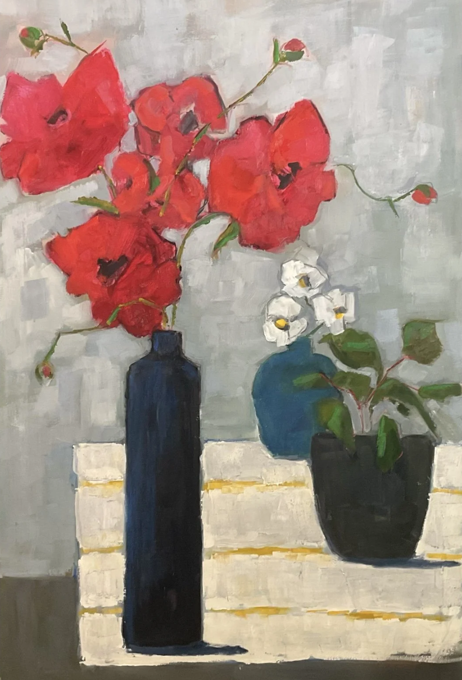 RED POPPIES 28 X 36 OIL/WAX ON CANVAS (SOLD)