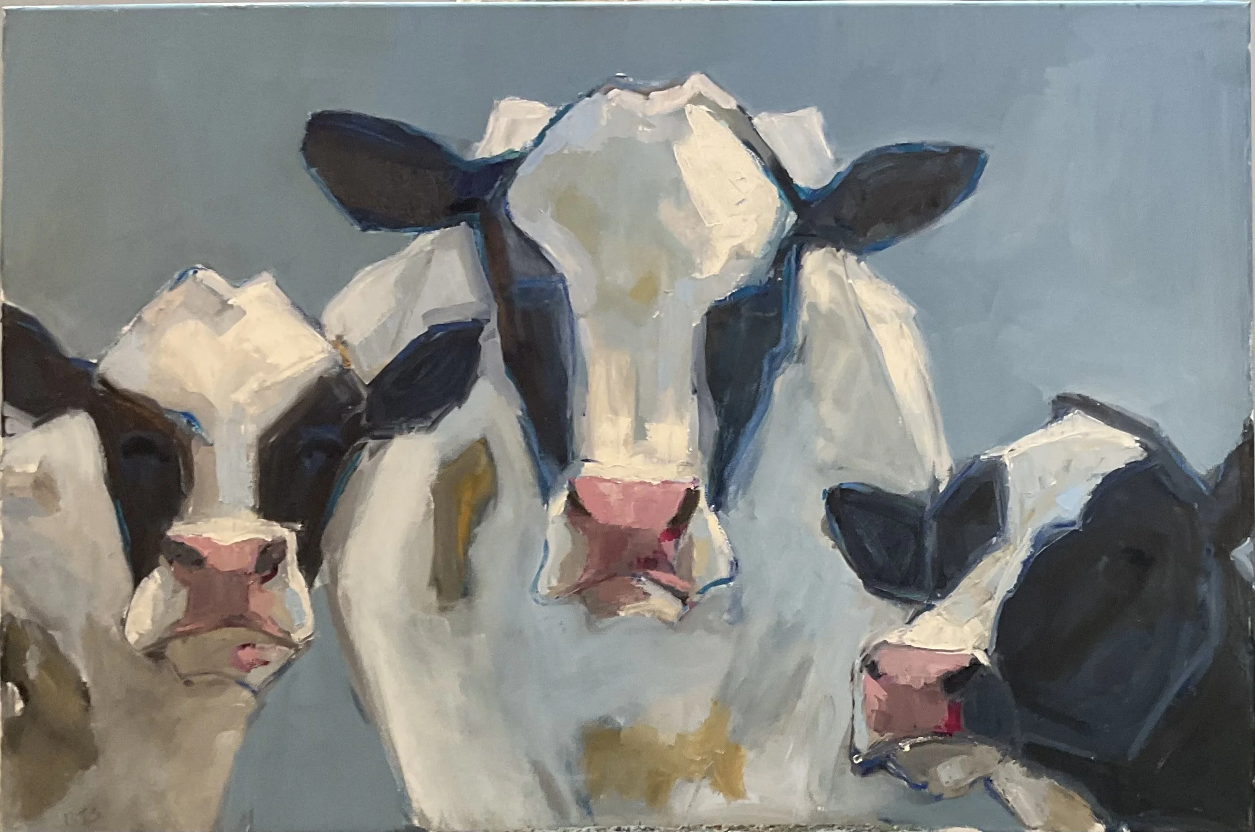 3 MOOS 24 X 36 OIL ON CANVAS