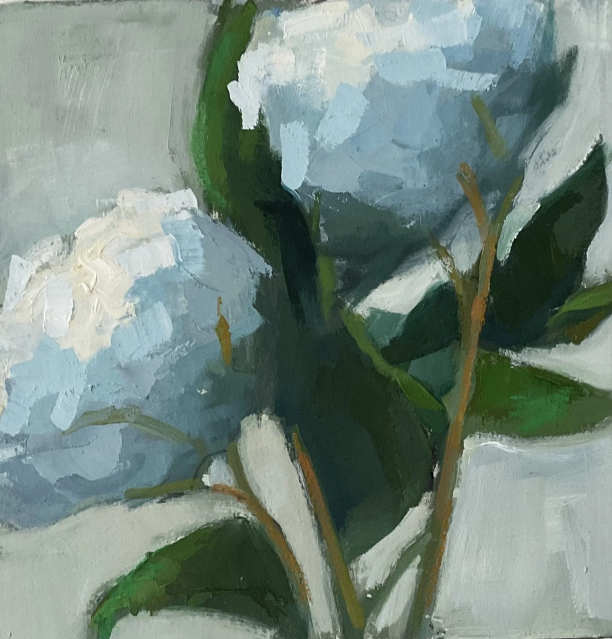 HYDRANGEA 9 X9 WAX ON PAPER (SOLD)