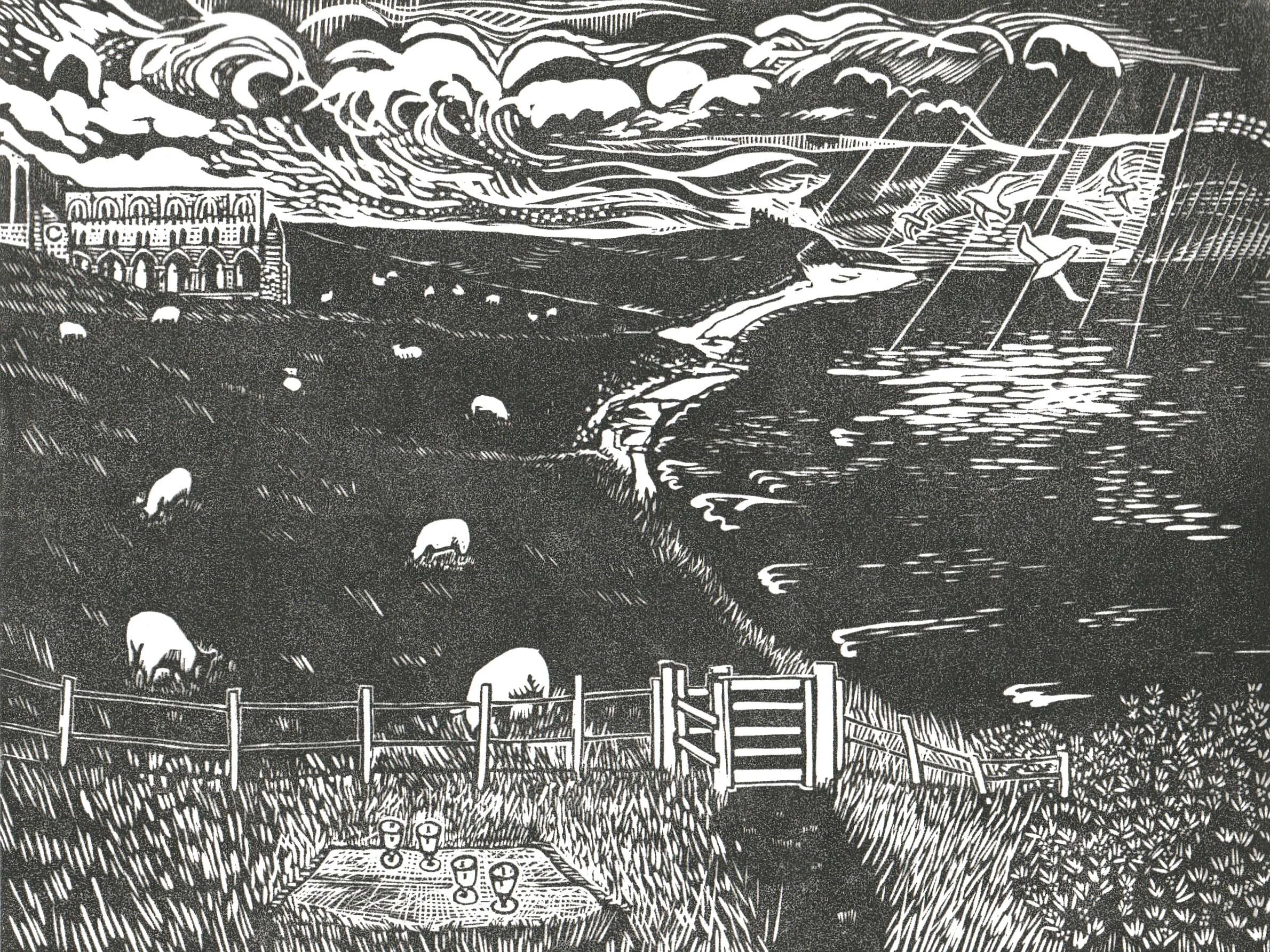 commission bespoke linocut print Cat Moore