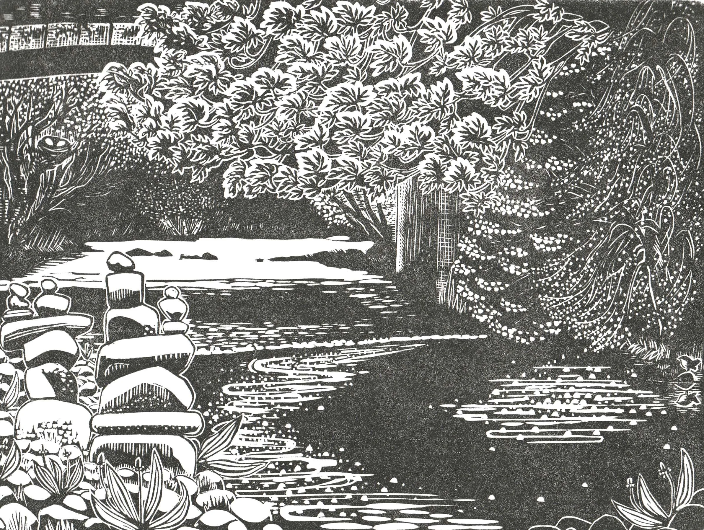 commission bespoke linocut print Cat Moore
