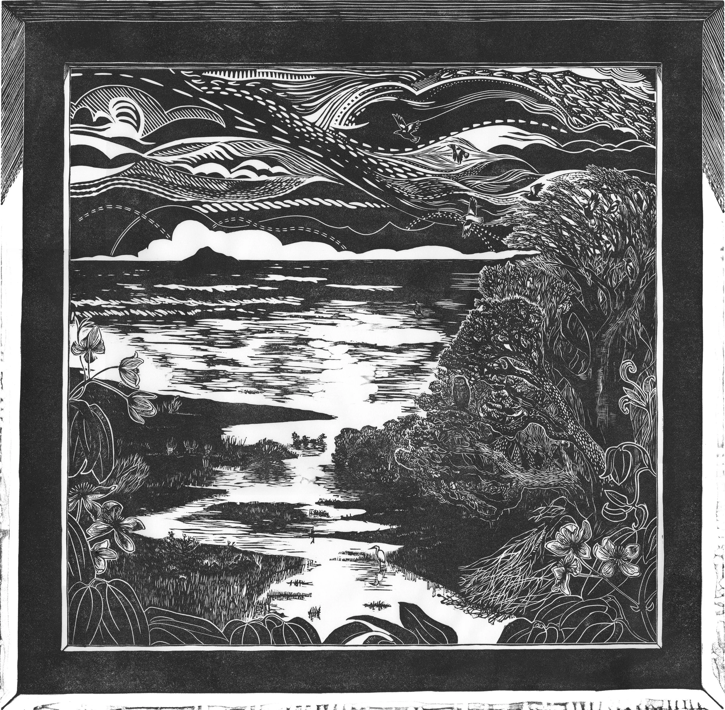 commission bespoke linocut print Cat Moore