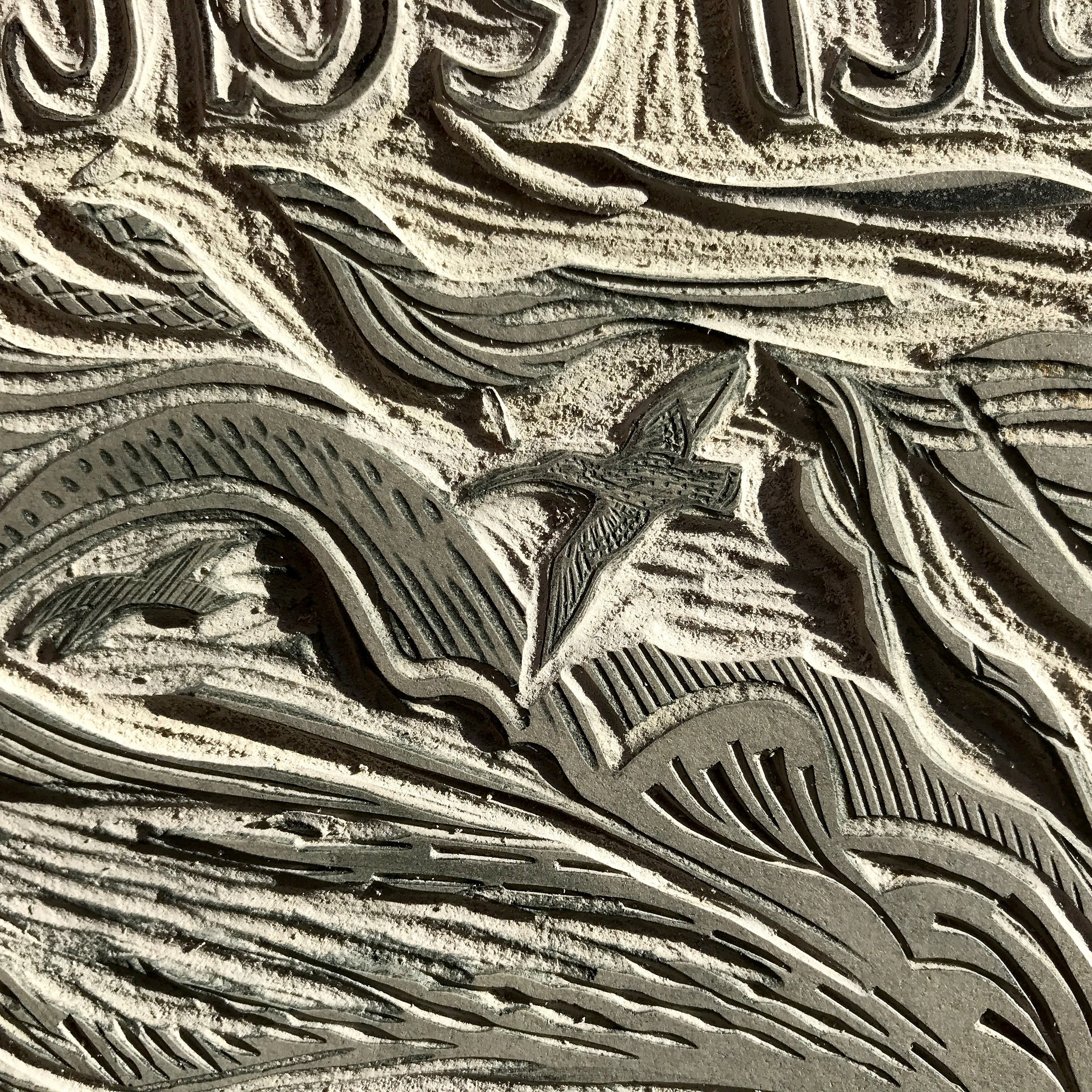 Carving tiny details: a flying curlew
