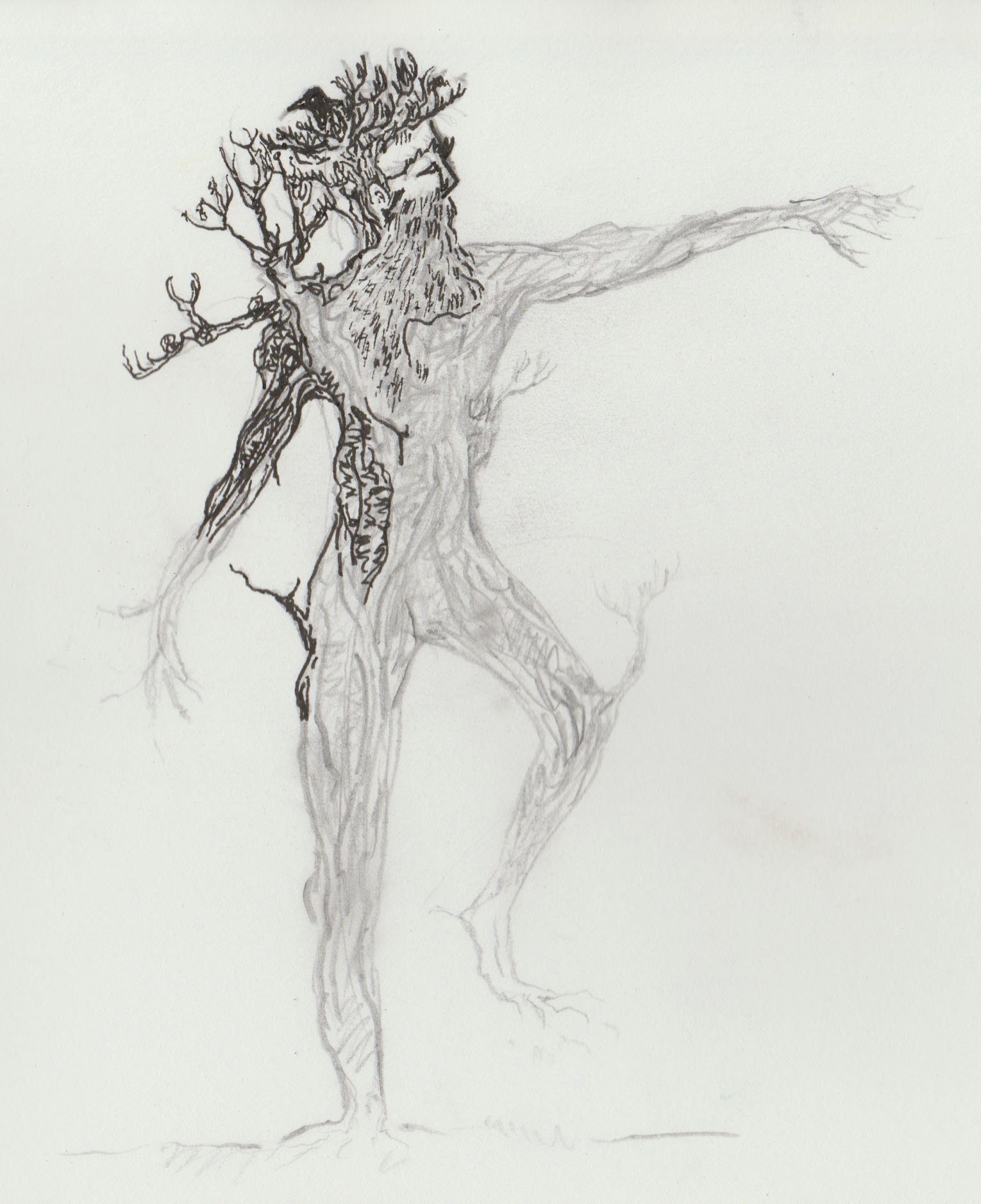 Initial sketch ideas: a 'wildman of the woods'