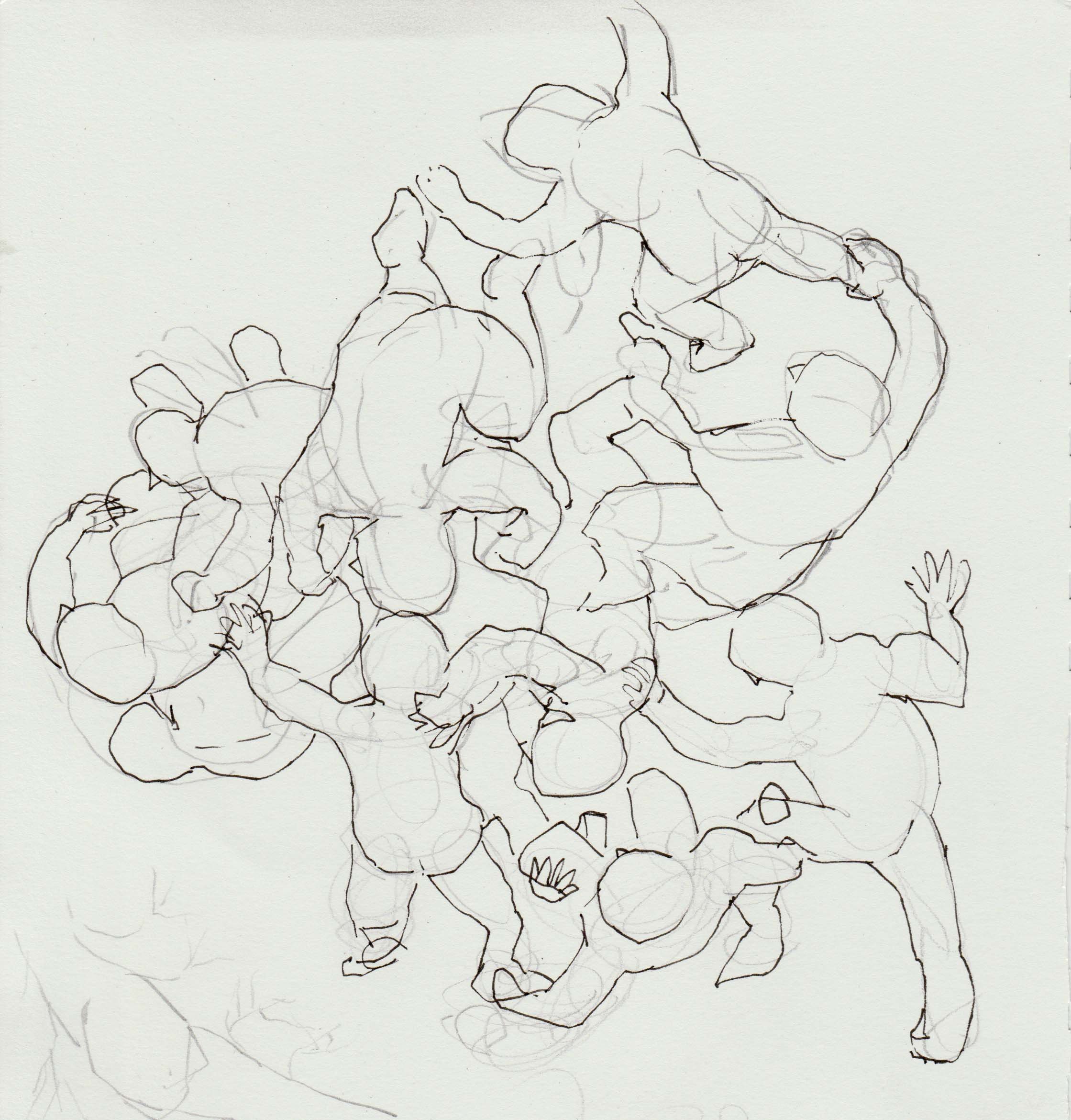 Initial sketch ideas: a tangle of giants