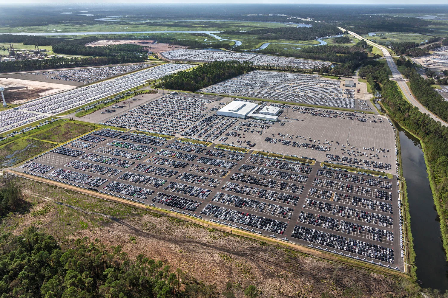 The Port of Brunswick moved 614,000 units of Roll-on/Roll-off cargo in Fiscal Year 2019. The Georgia Ports Authority has enough land permitted for expansion to grow capacity to 1.5 million Ro/Ro units per year. Find print quality images here . (Georgia Ports Authority)