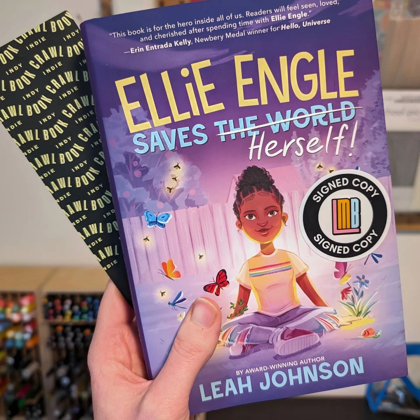 Too busy being in book heaven with @blushandblossomevents to take pictures on the @indyindiebookcrawl, but had to share my fave purchase of the event from @loudmouthindy - a signed copy of Ellie Engle Saves Herself! I even got to meet the incredible 