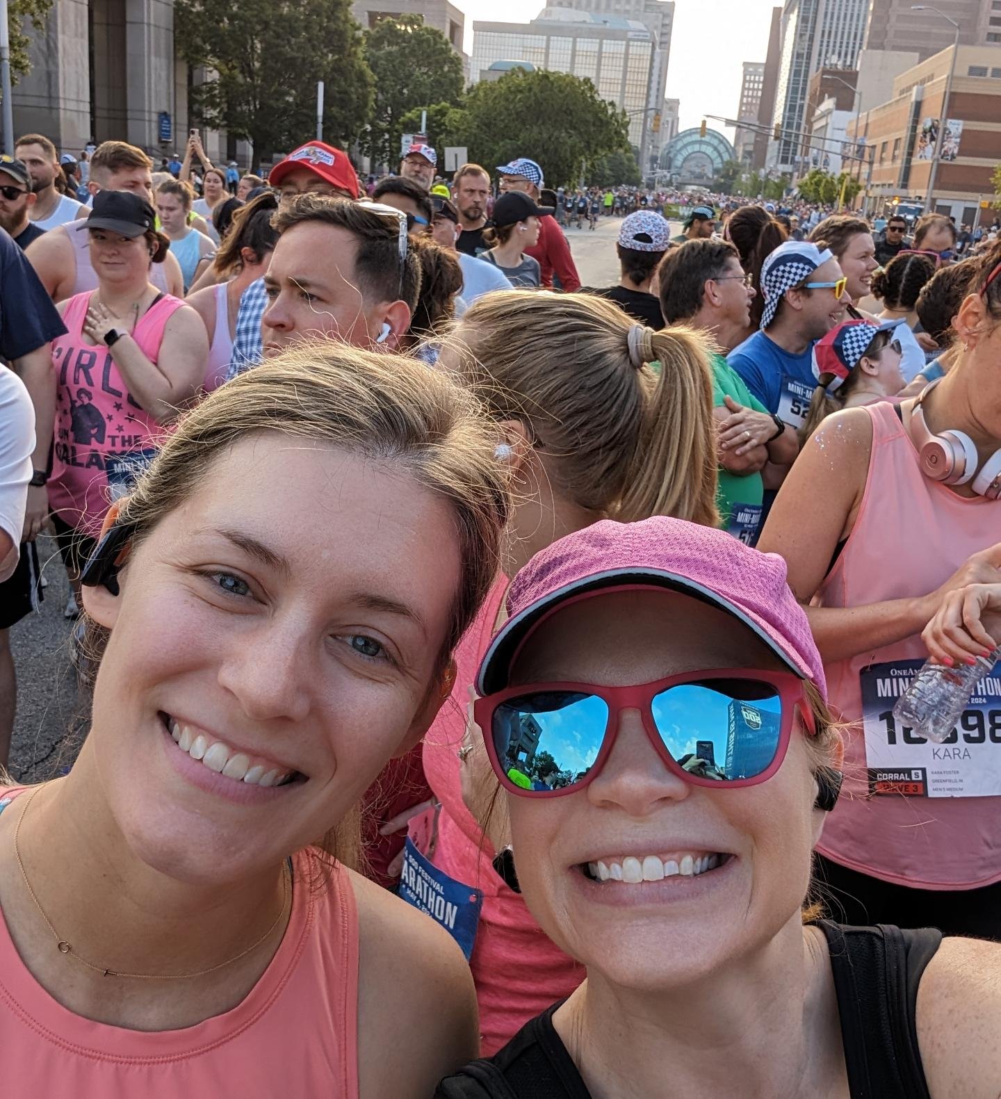 How it started / how it's going 🏁 Finished the @500festival Mini Marathon with 2:10:33 time and the best race buddy ever! We're closing out the day with carbs, the couch and a prayer that we can walk down the stairs in the morning.