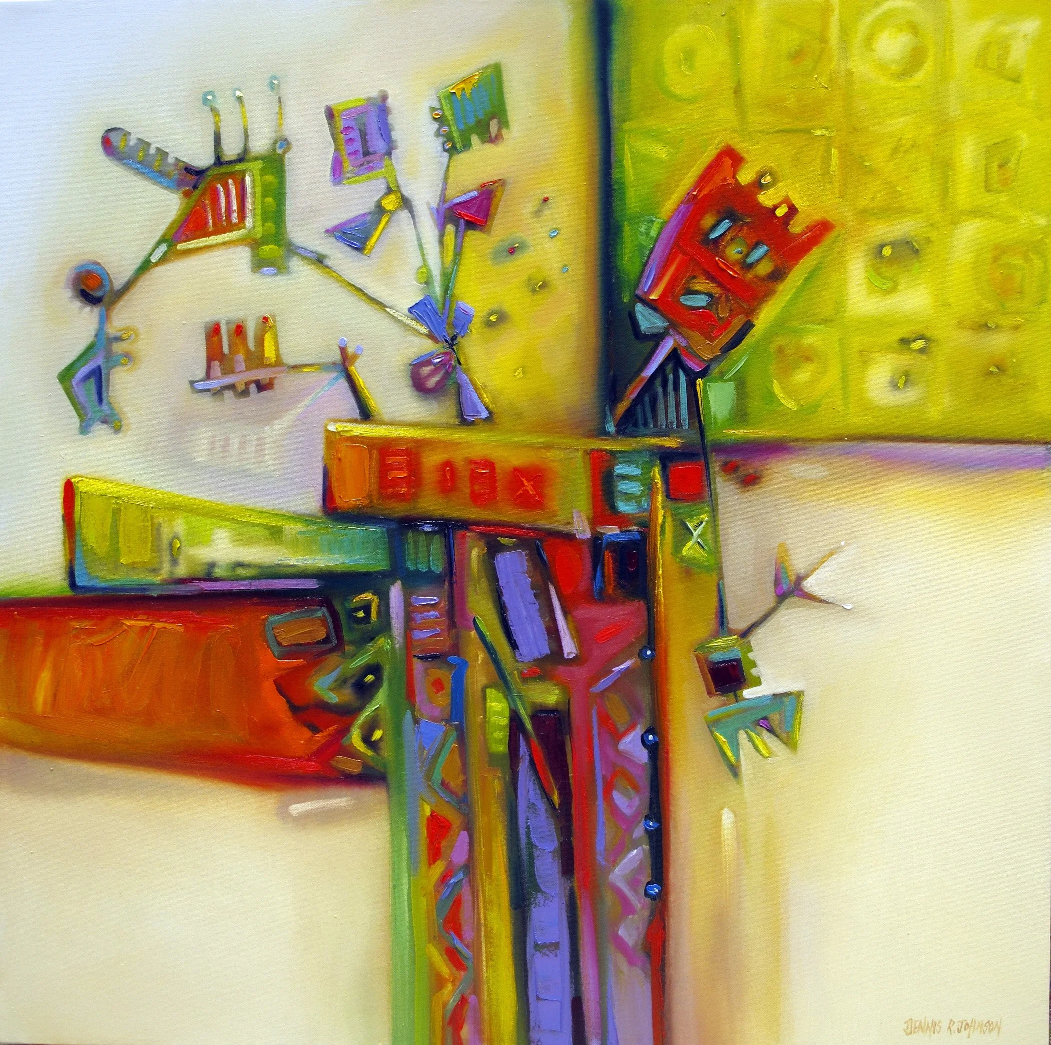 Kings Court 34x34 oil by Dennis Johnson