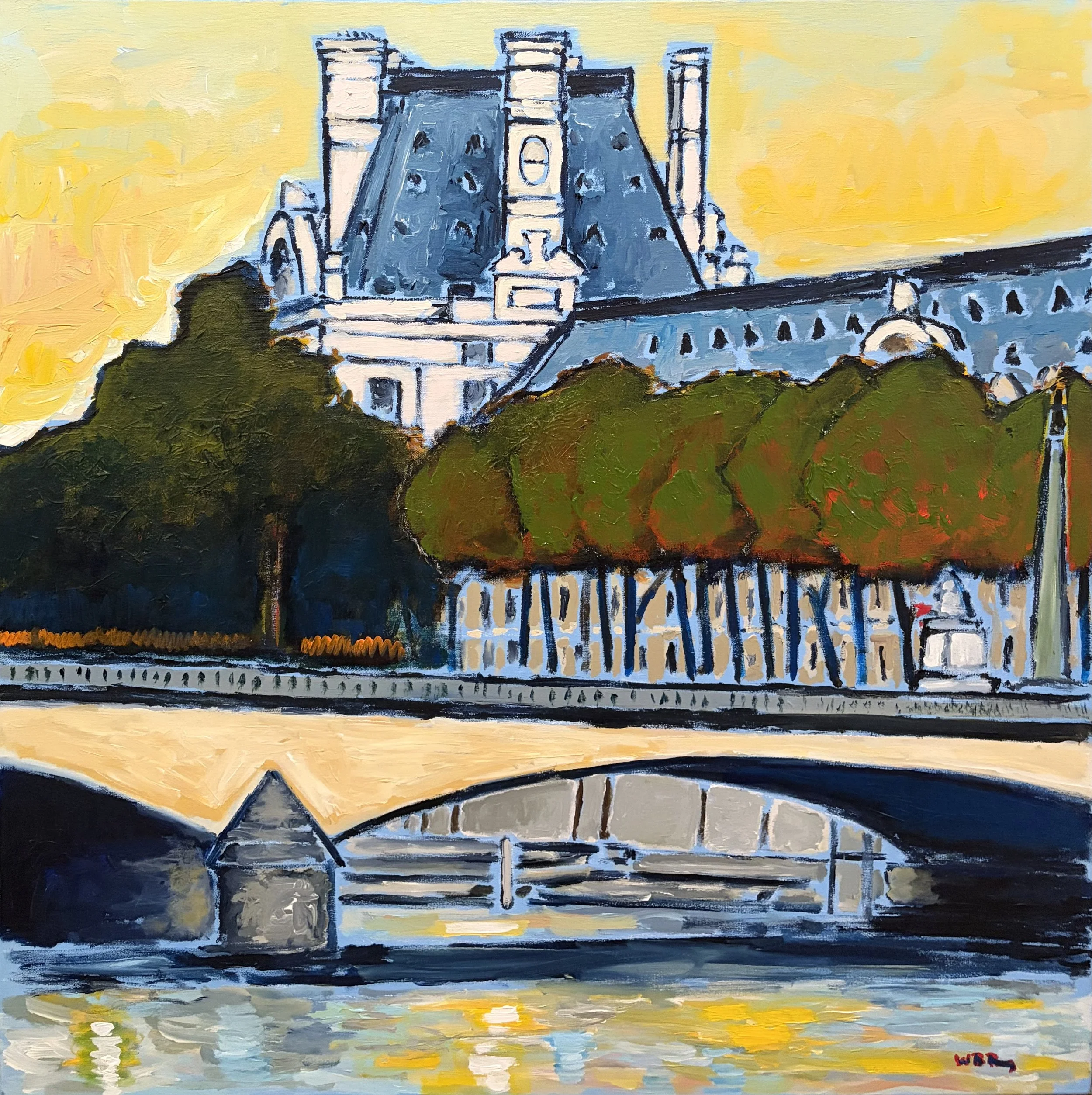 Louvre with Red Trees