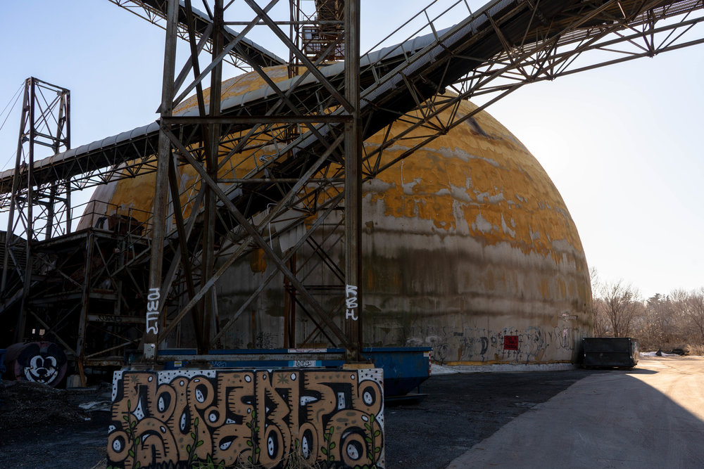 An abandoned storage dome at the Upper Harbor Terminal site. 