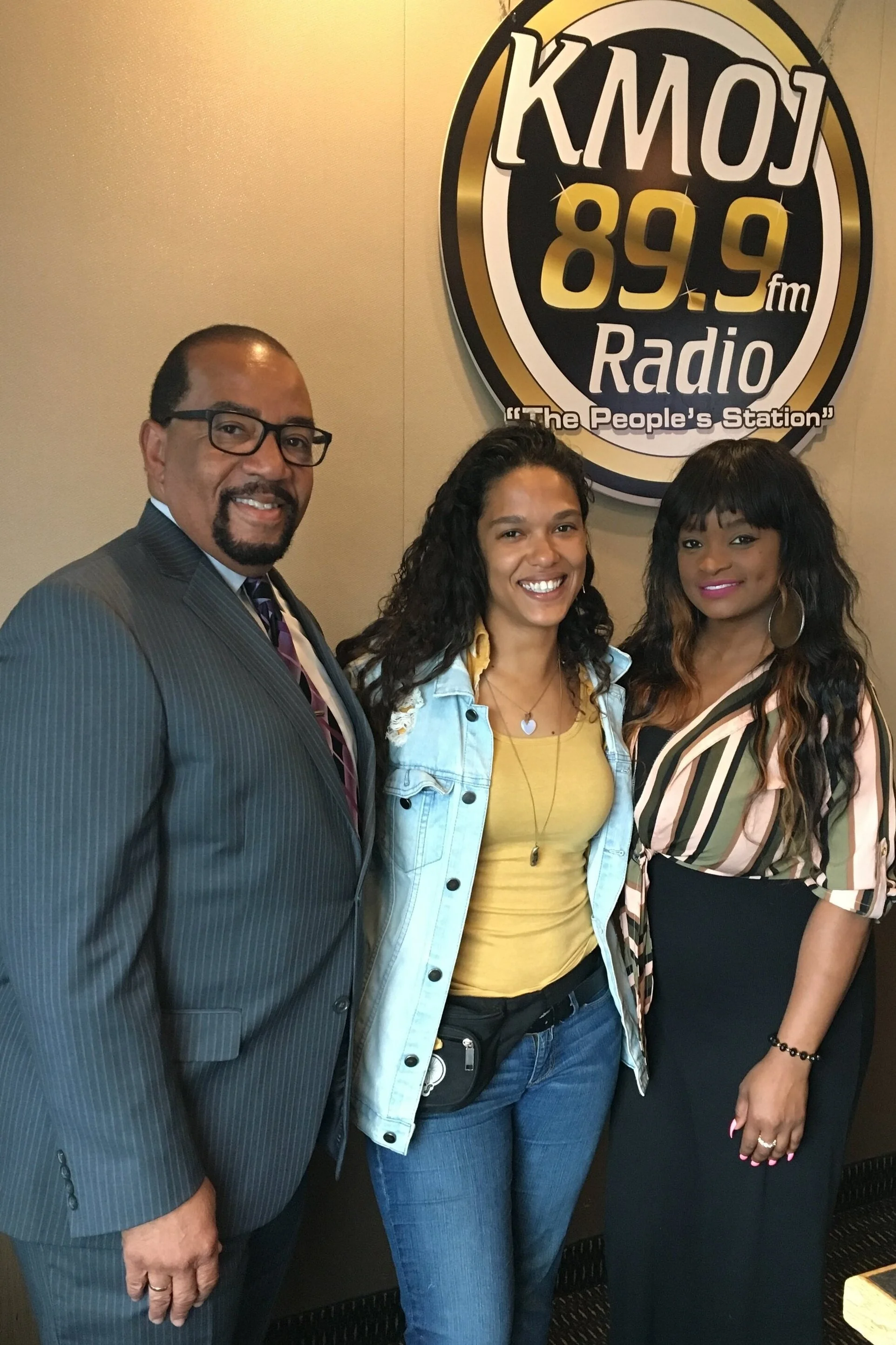 Freddie Bell, Kristel Porter, and Chantel Sings at KMOJ in North Minneapolis. Photo courtesy Kristel Porter