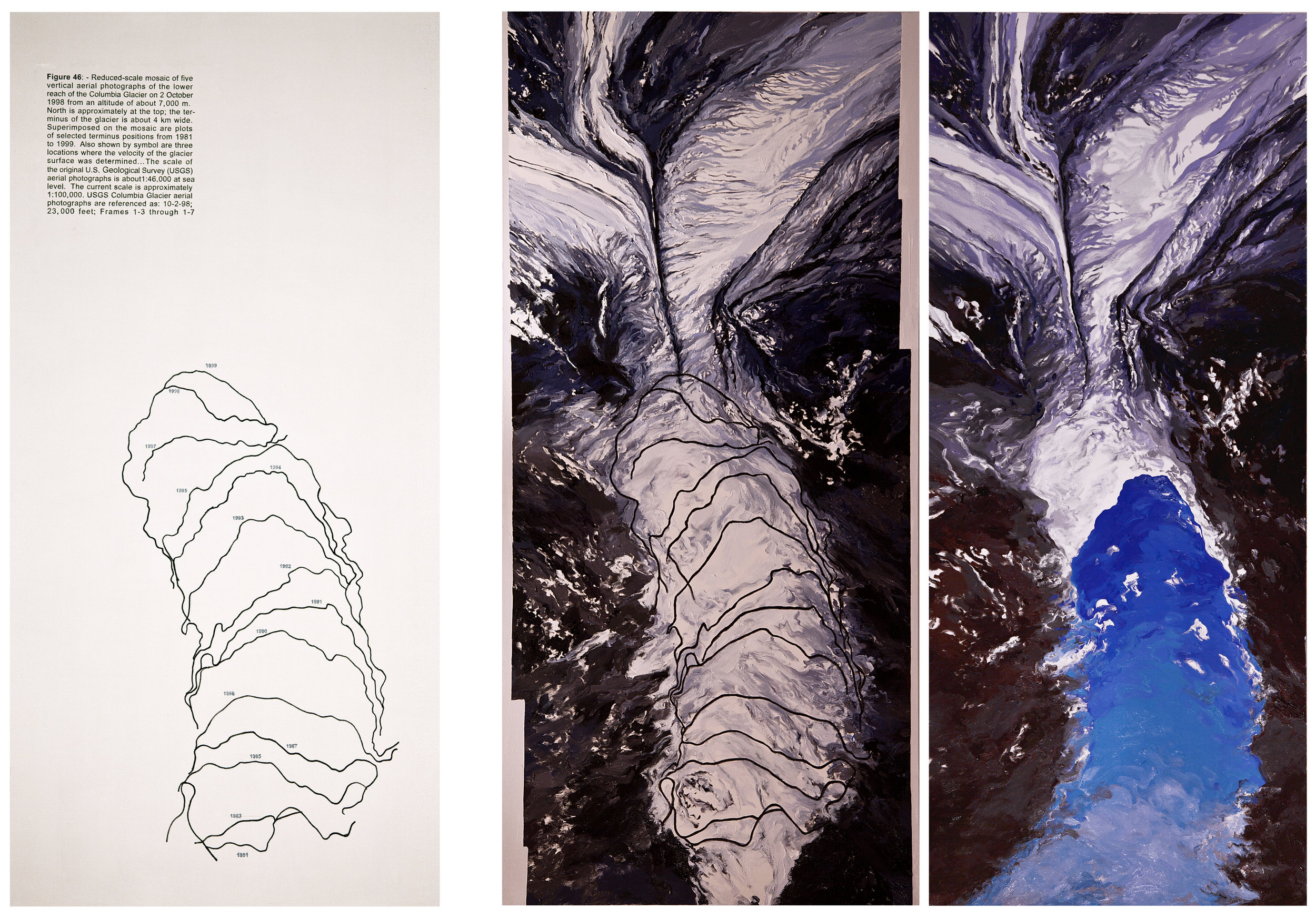 Columbia Triptych II (figure 46): Vertical Aerial 1981-1999, A, B, C after A. Post and T. Pfeffer