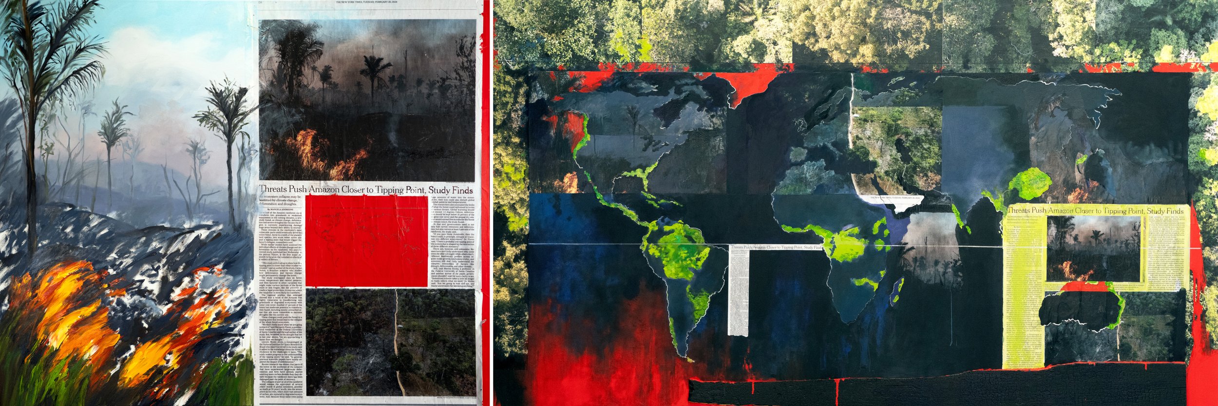 Tipping Point and World Map Series (Rainforests), Diptych