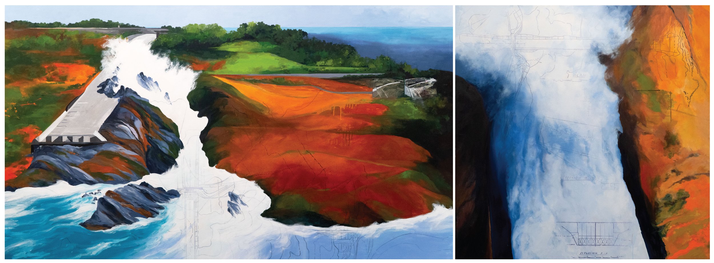 Oroville Spillway Eruption Diptych