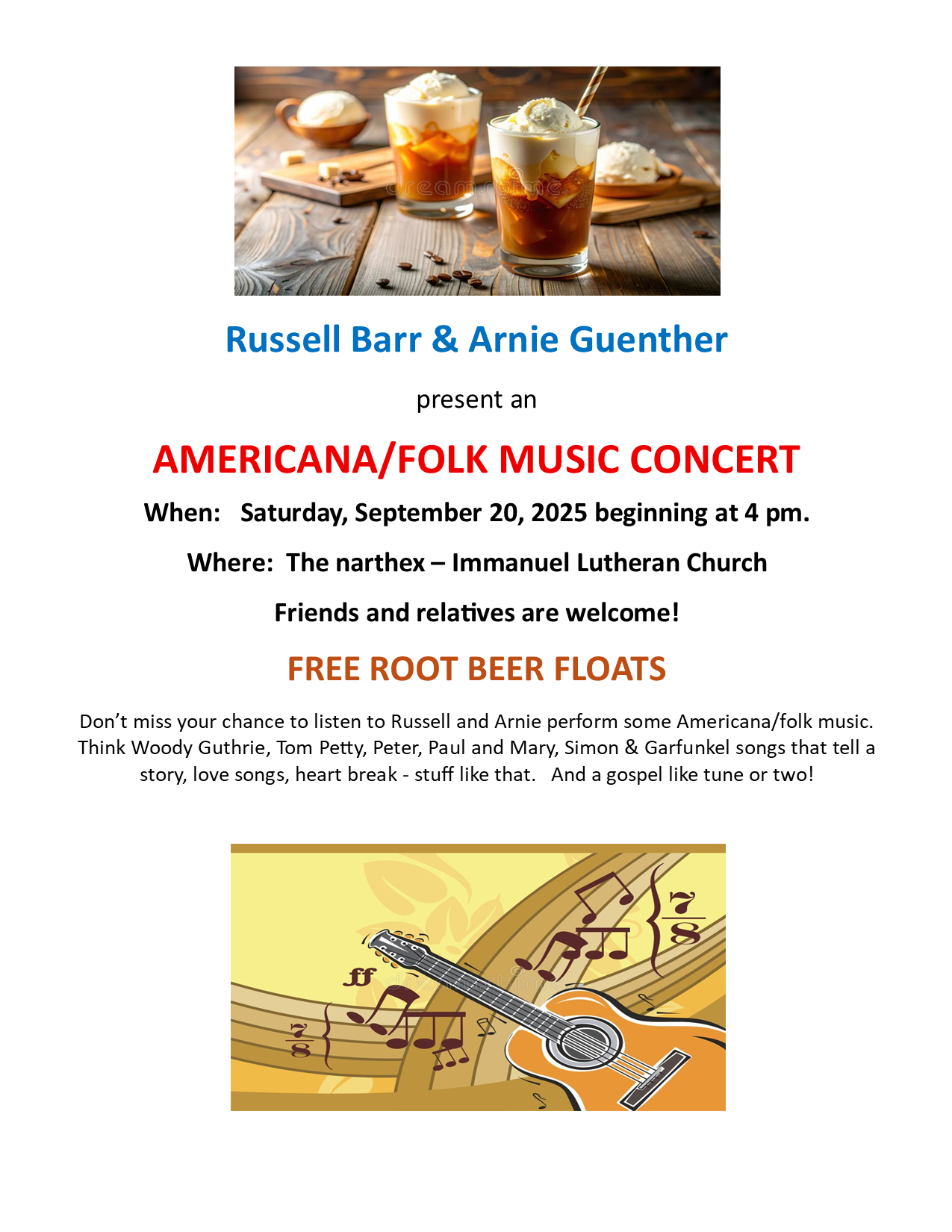 Americana Folk Music Concert & Root Beer Floats