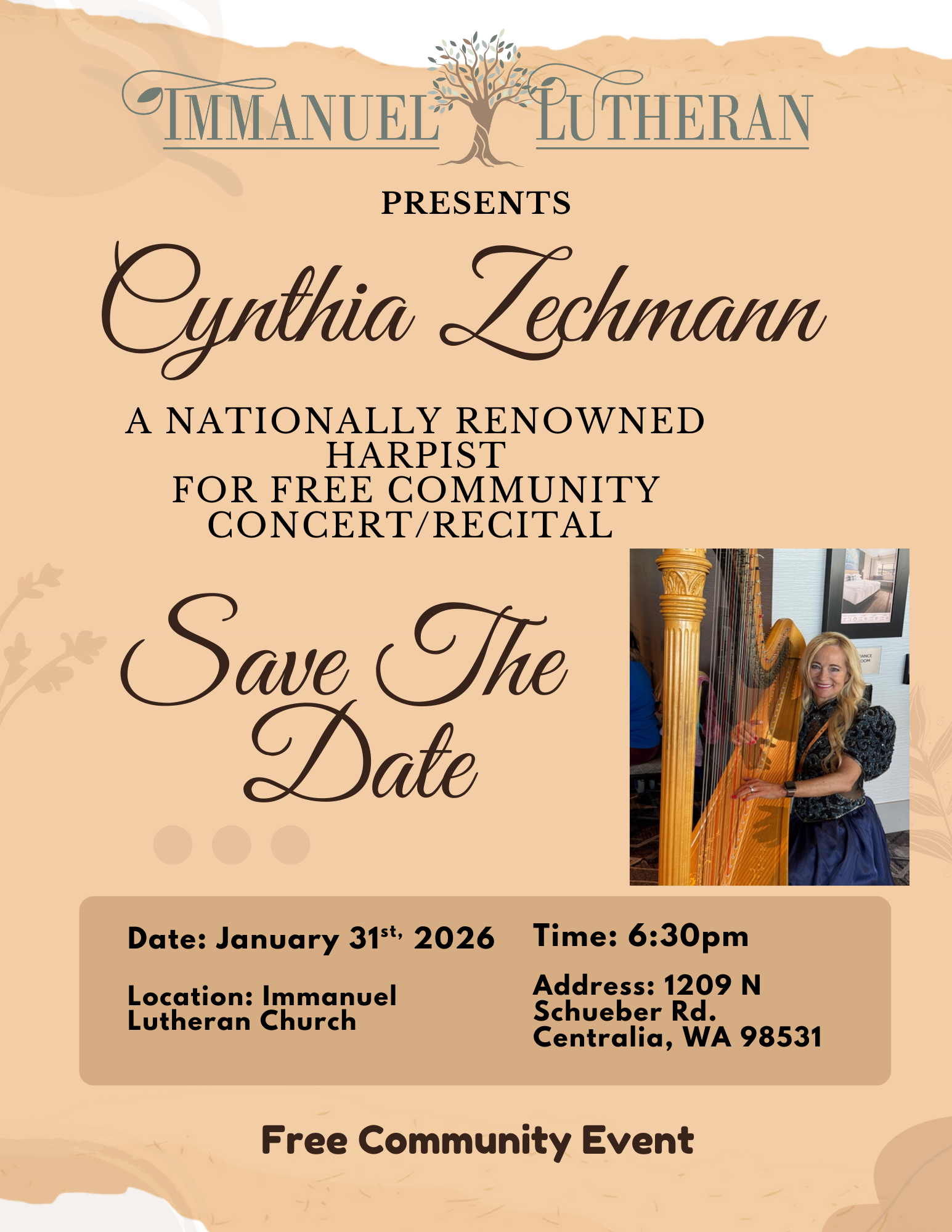 Cynthia Zechmann, Harp Concert/Receital