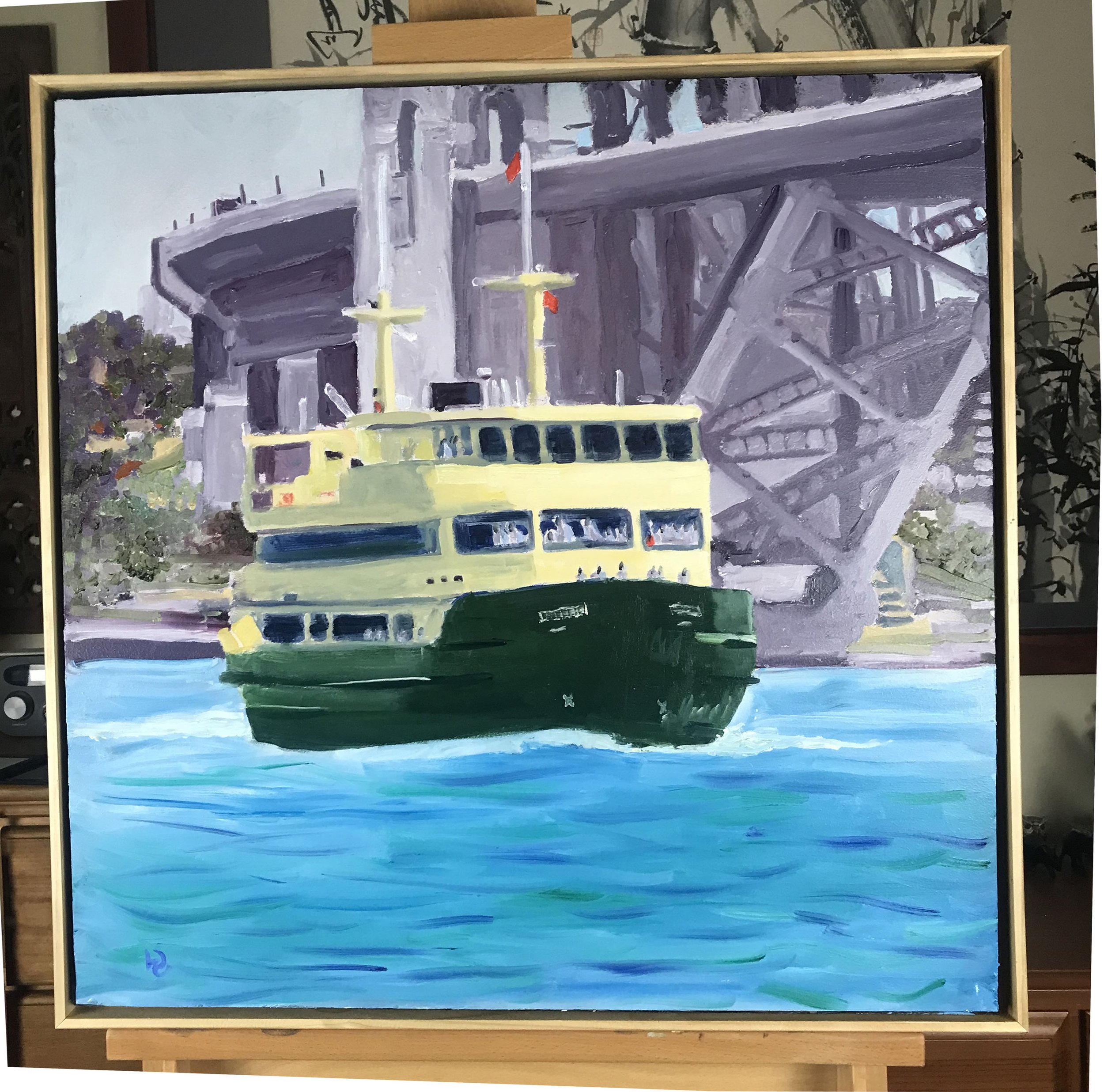 Manly Ferry approaching Circular Quat Framed 1.jpg