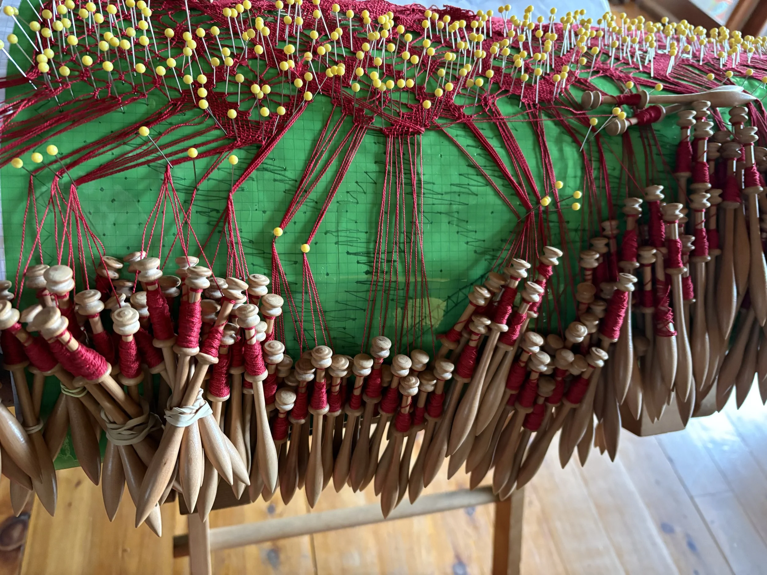The bobbins. Hold the thread and allow a grip for the hands to perform the magic.