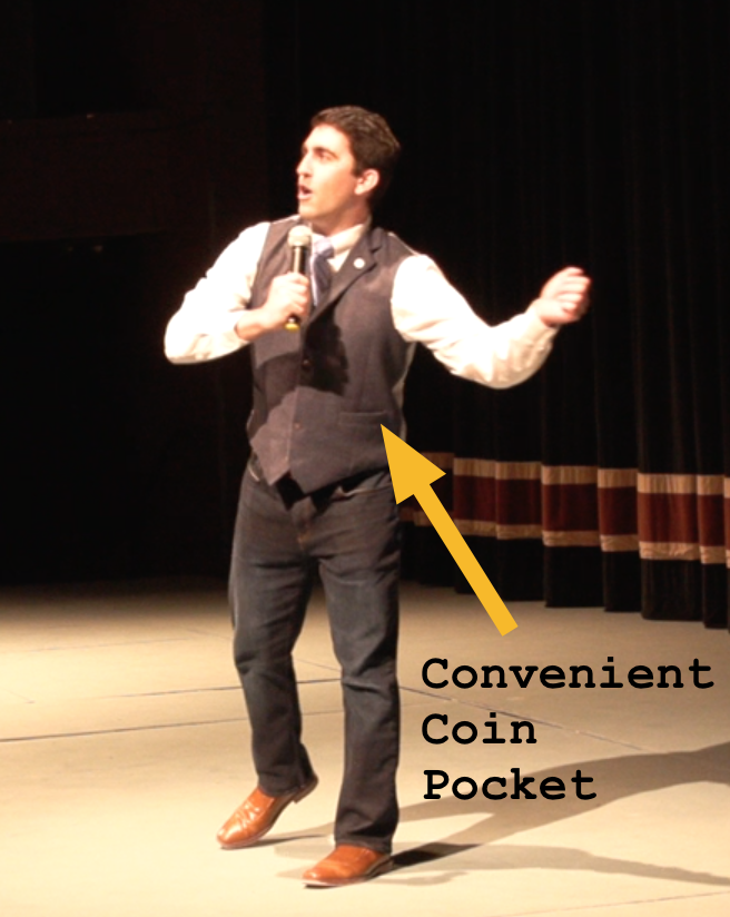 Vests provide a very convenient coin pocket.