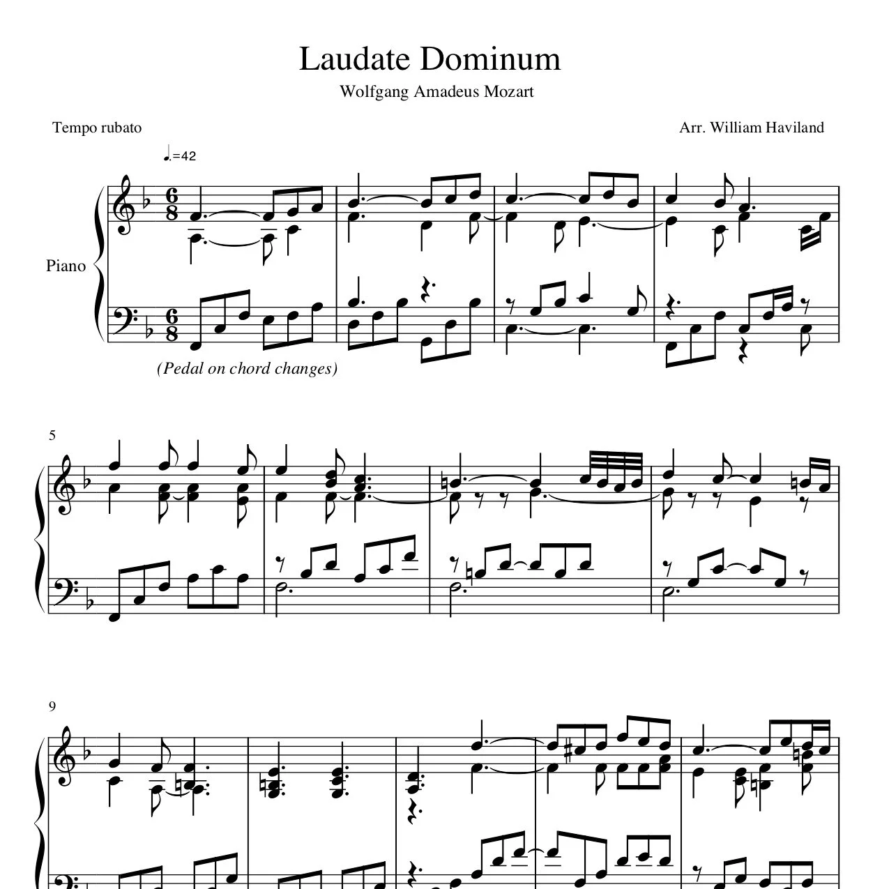 Laudate Dominum [Mozart] — William Haviland Piano