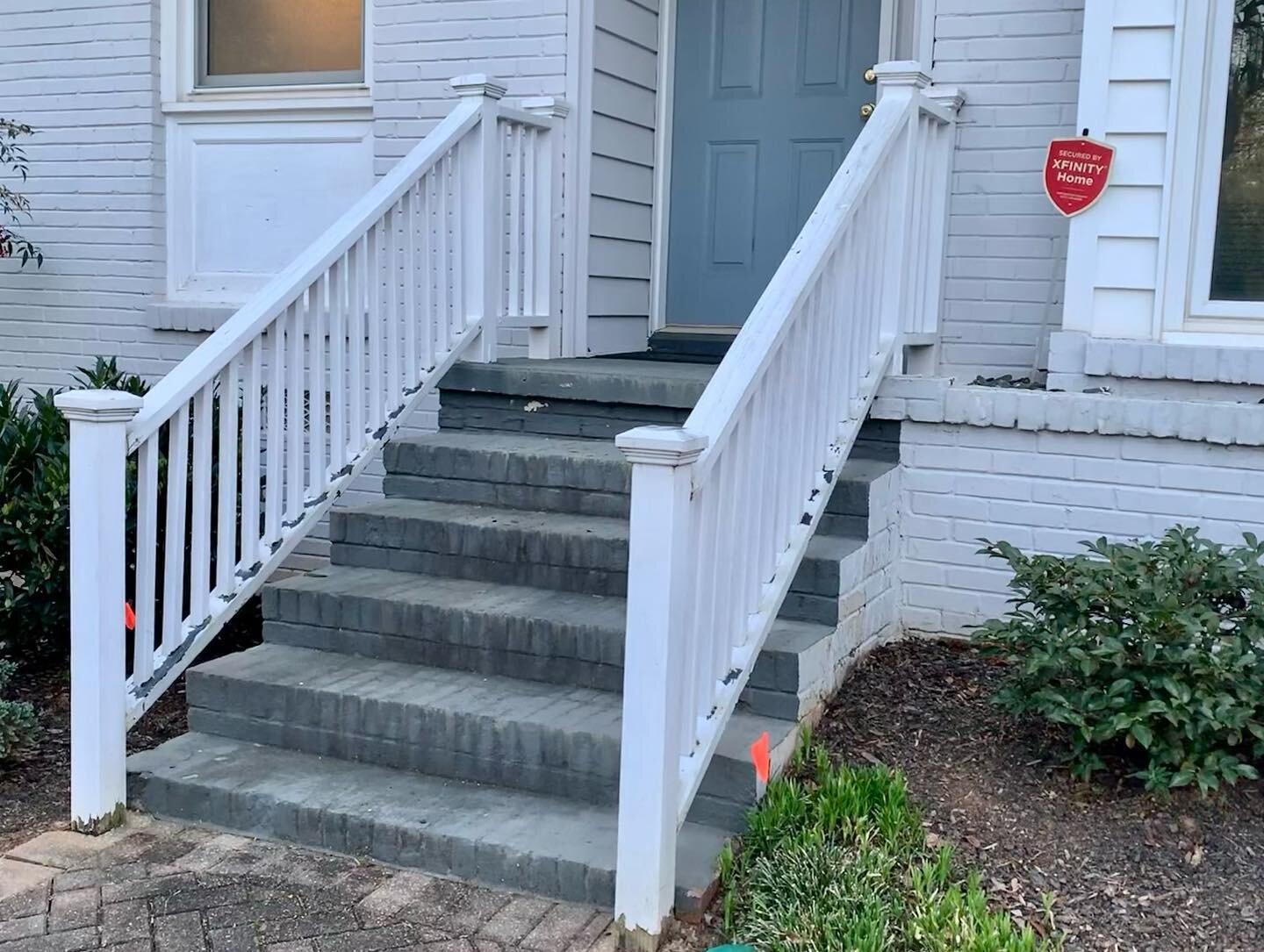 Teamwork 2022 Summer Portico Project adding value and enjoyment. Hired Pyramid Stone to build stone steps and wall; Luis to build the structure; Jeff Jones to install new roof, Abraham to install glass door; Ben Brown painted cream color, I added tri
